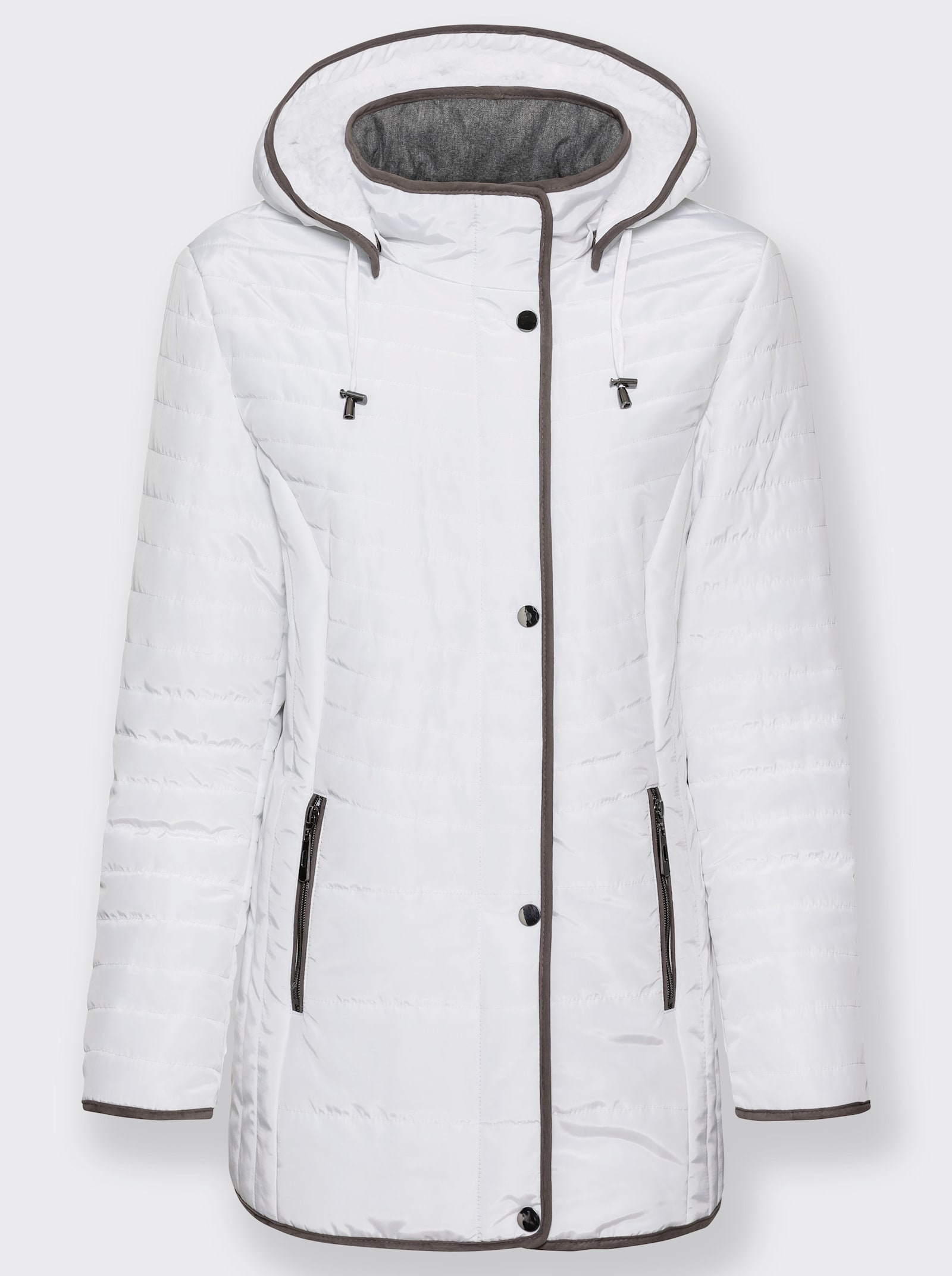 Steppjacke mit streckender Längs-Steppung seitlich - weiß-grau