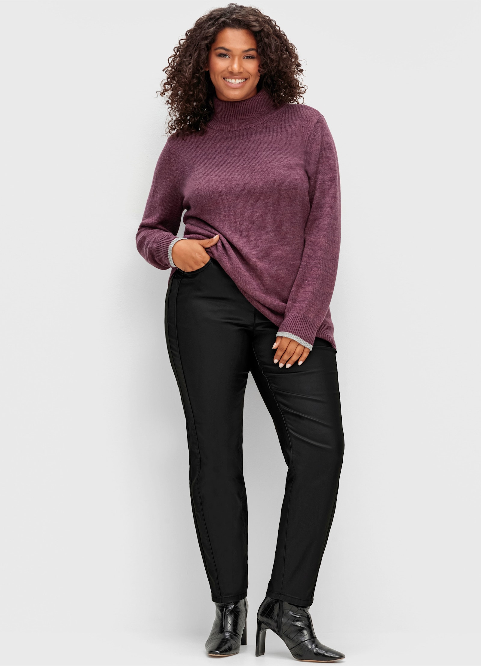 sheego Thermohose in schmaler Form, beschichtet - schwarz