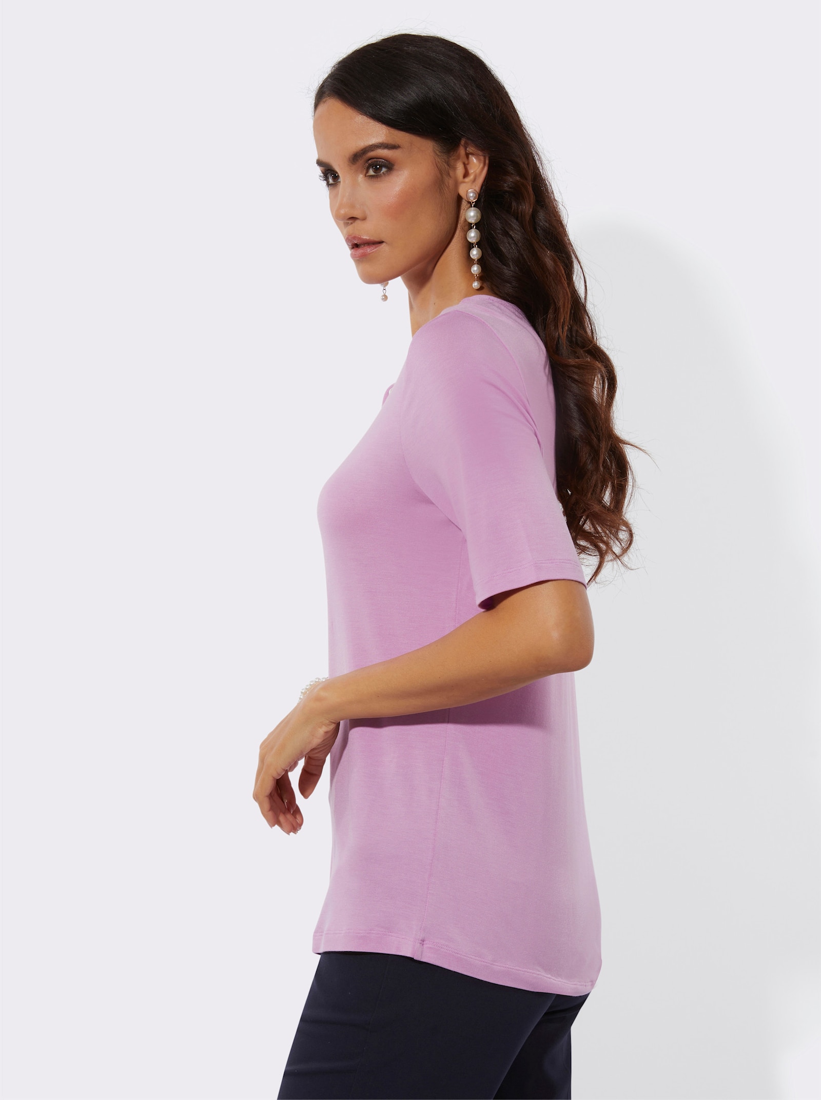 Kurzarmshirt mit Modal - orchidee