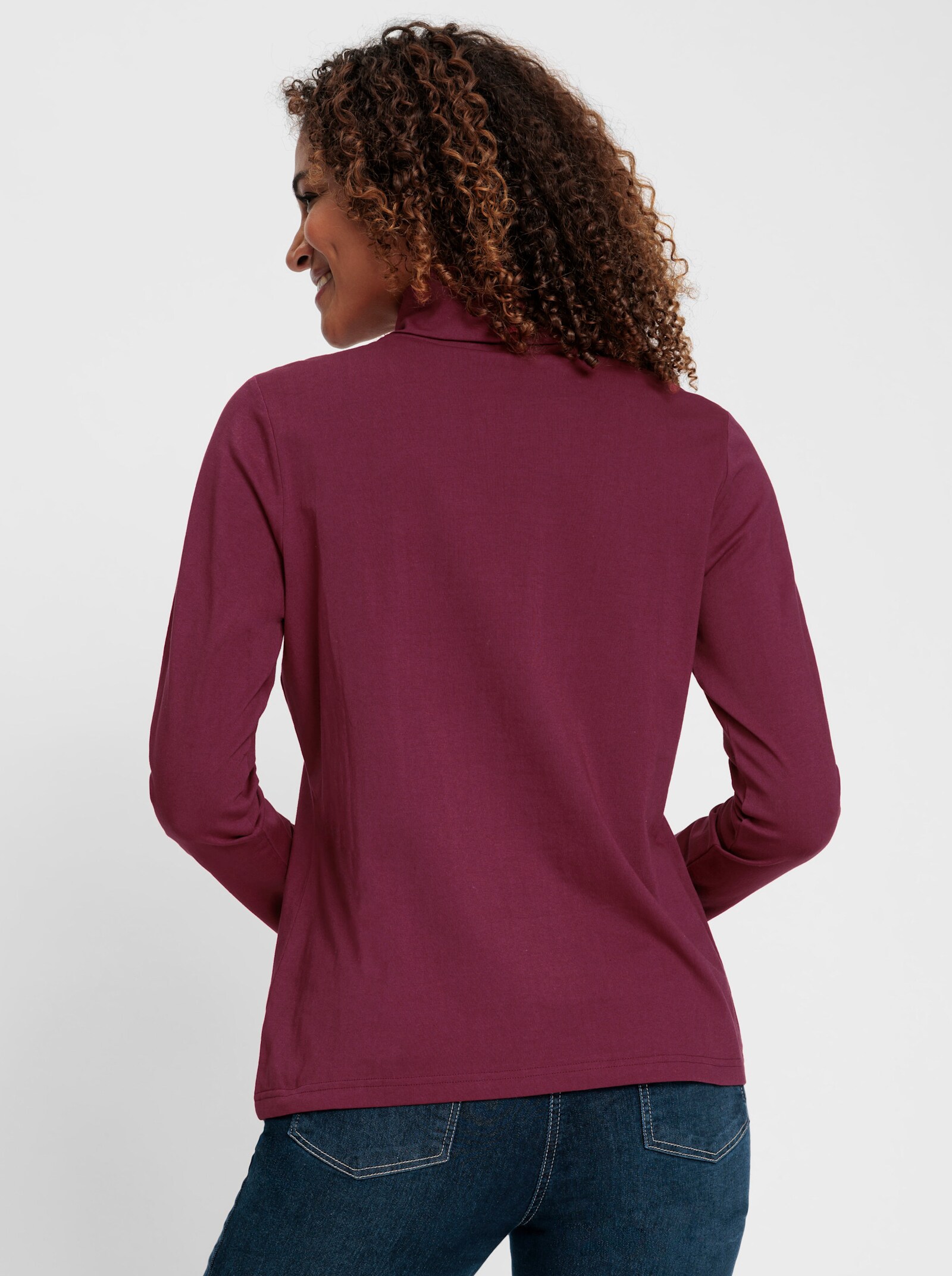 Rollkragenshirt mit langen Ärmeln - bordeaux