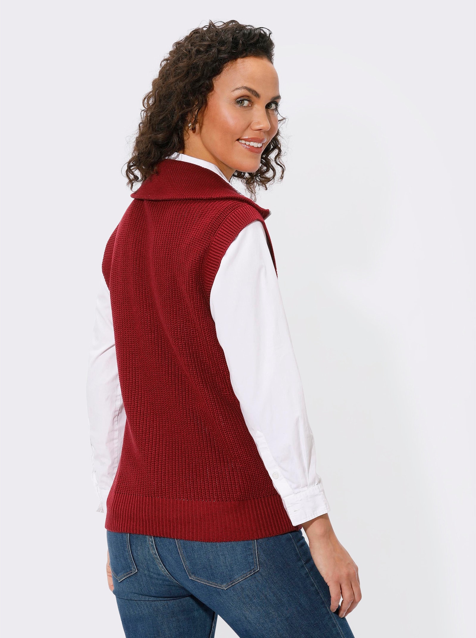 Pullunder mit Troyerkragen - kirsche