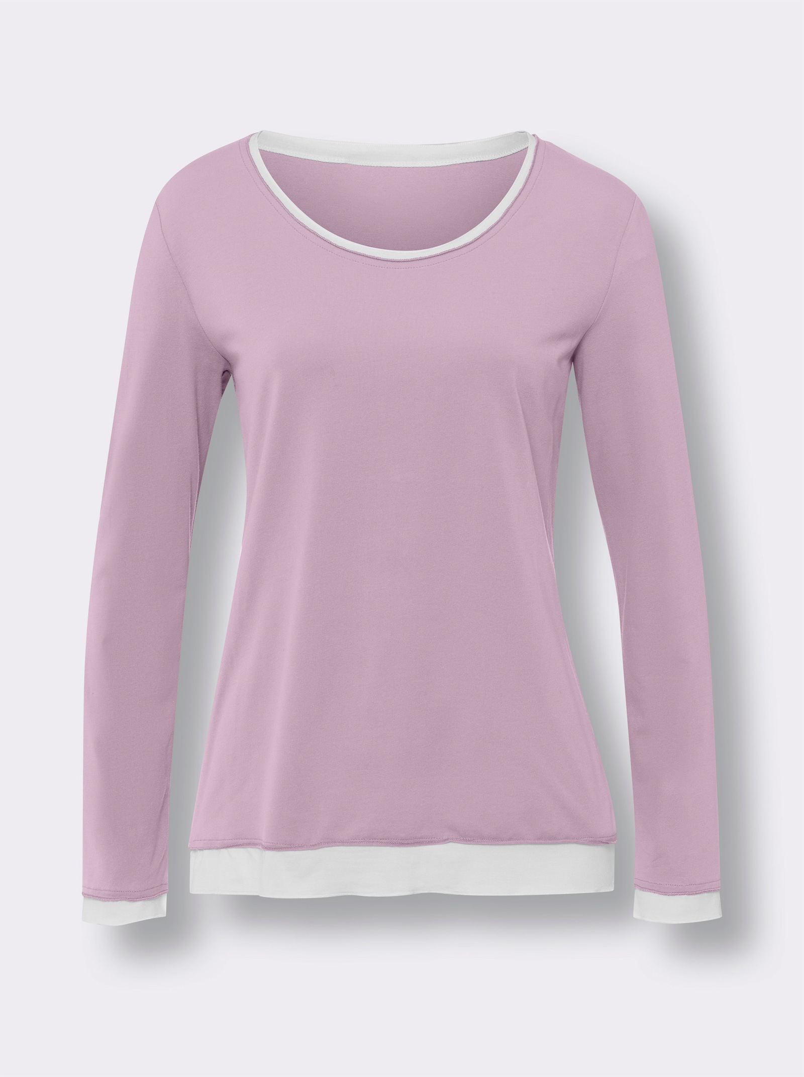 heine 2-in-1-Langarmshirt im Lagen-Look - rosé-ecru