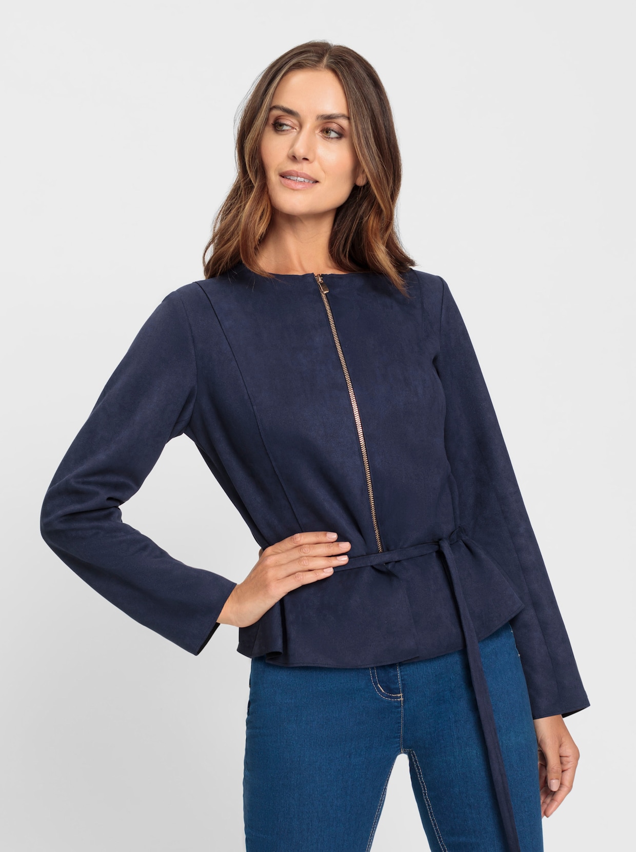 heine Blazer van imitatieleer - marine