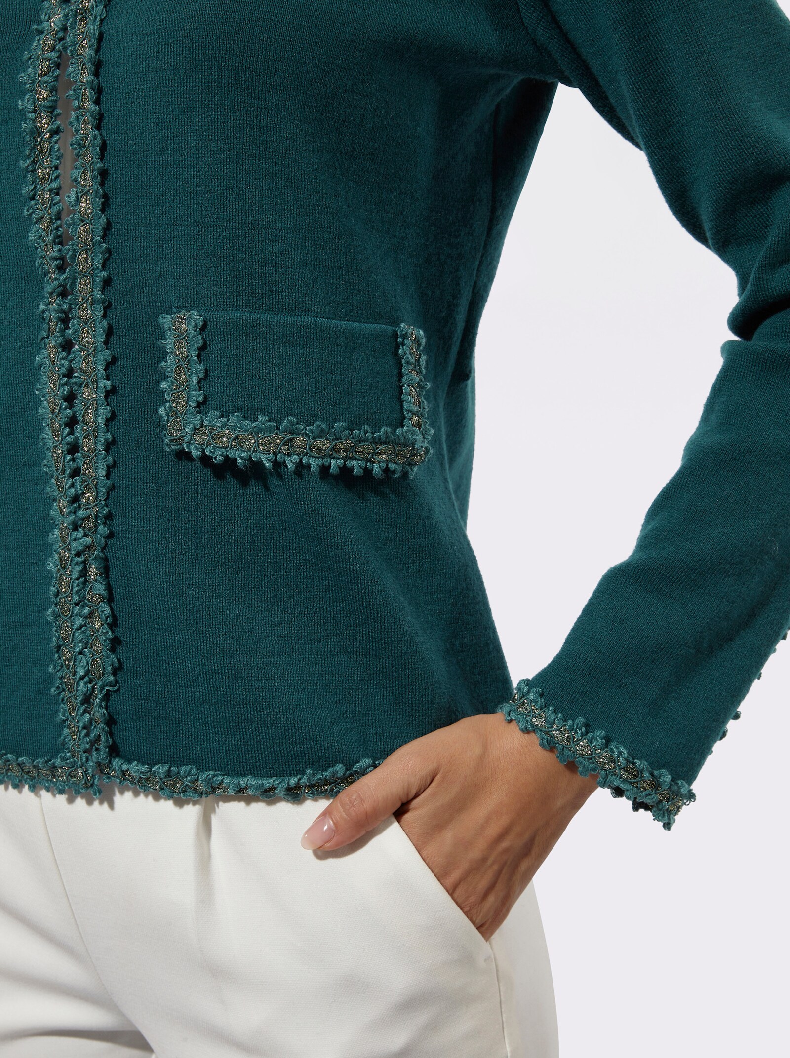 Strickjacke mit Woll-Anteil - petrol