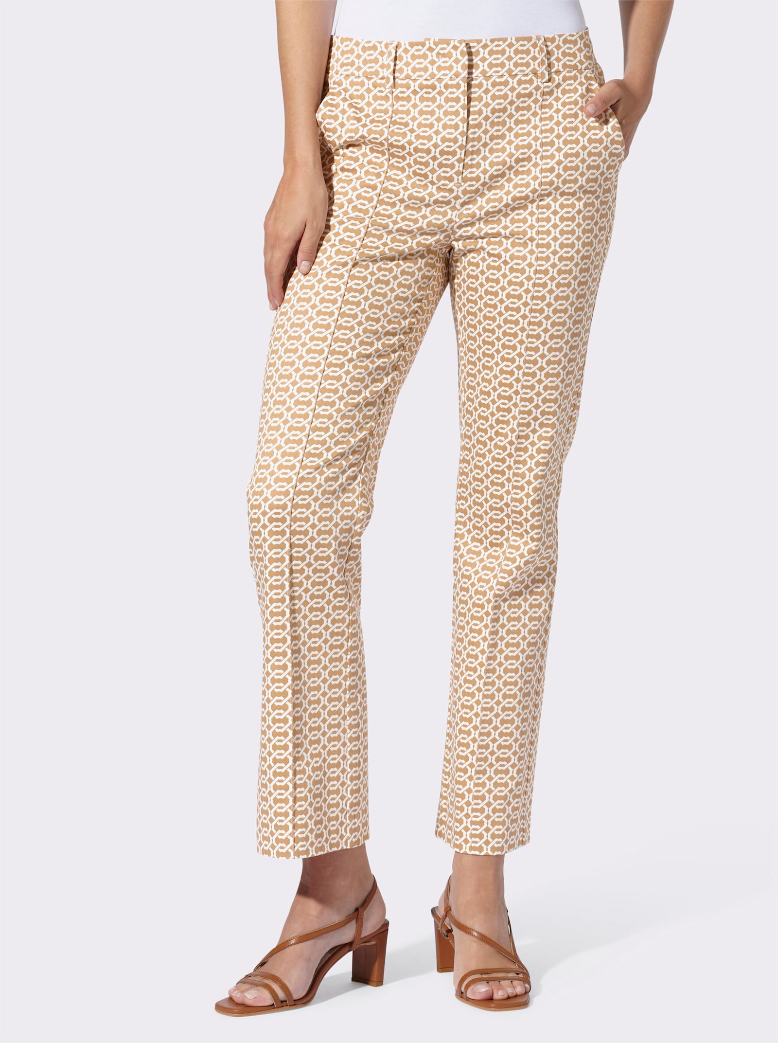 heine Druckhose - camel-ecru-bedruckt