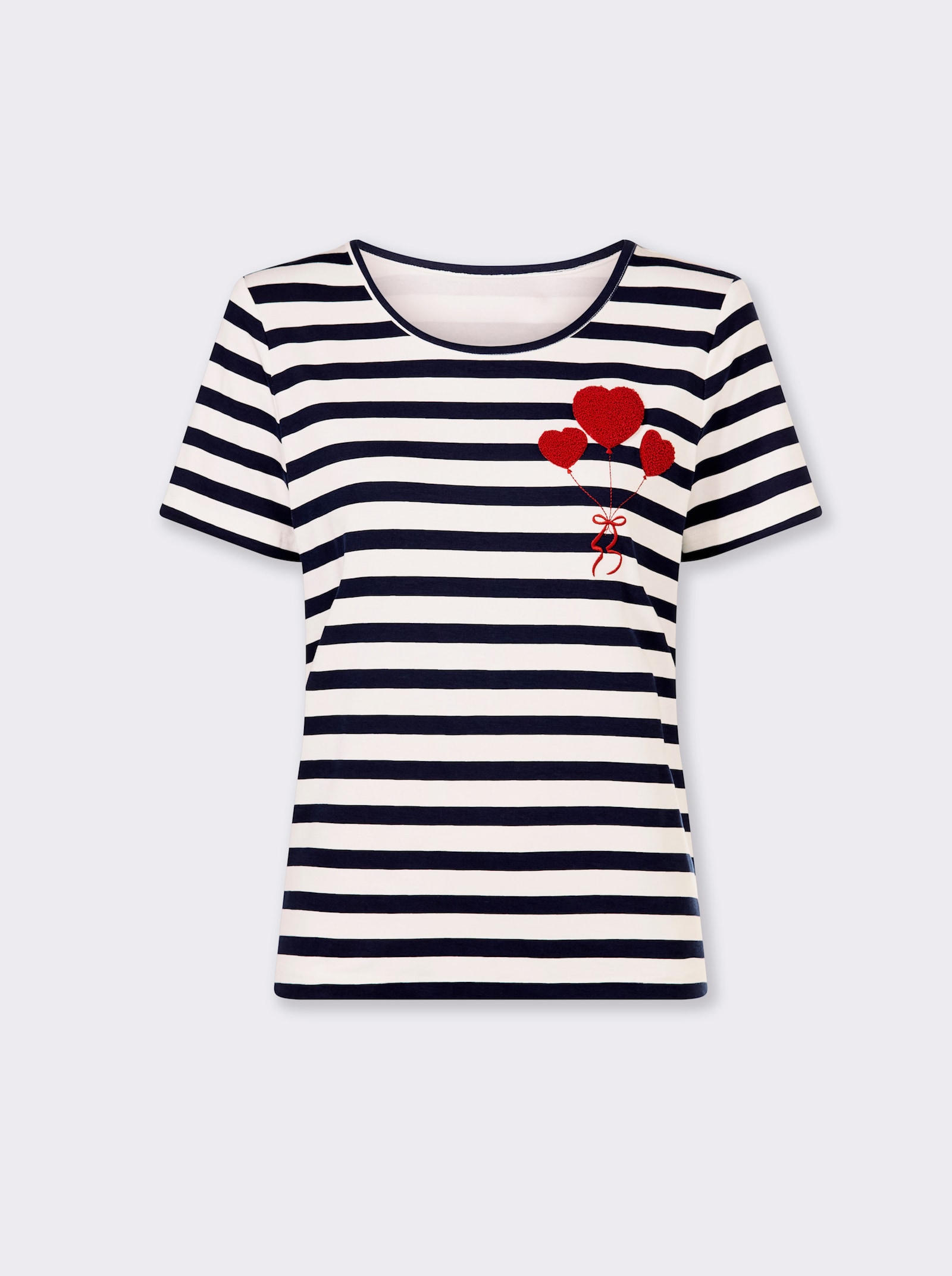 heine Shirt mit Applikation - marine-ecru-geringelt