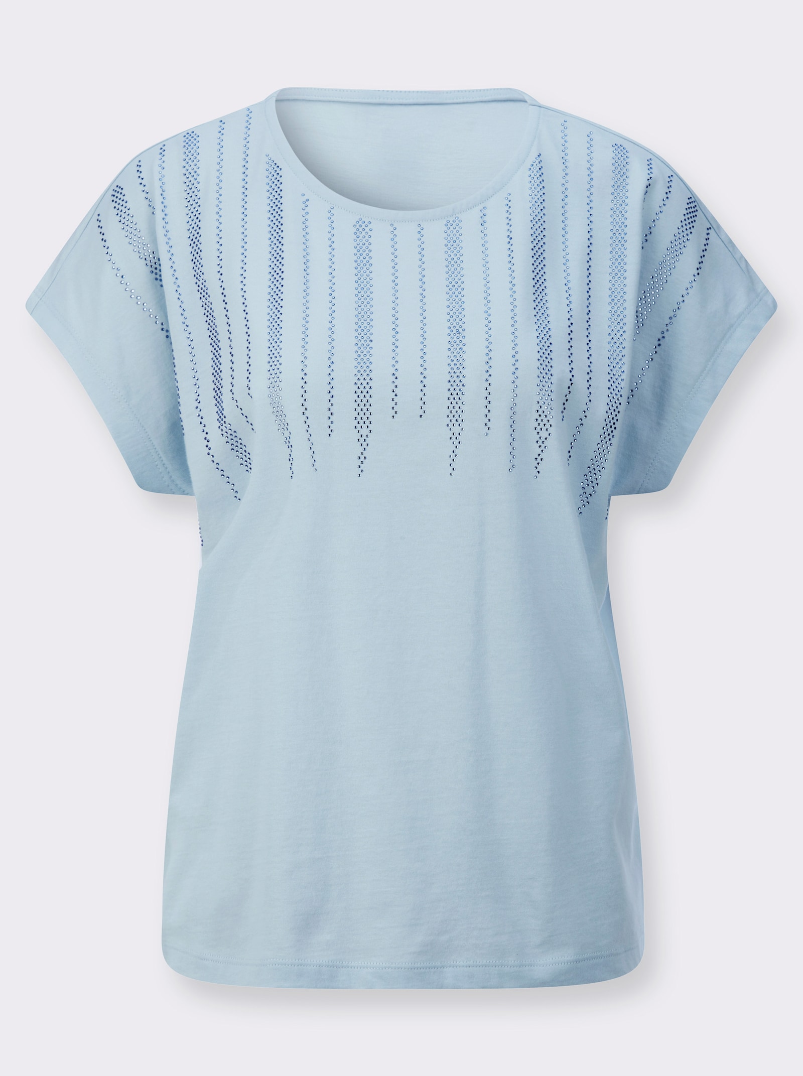 Kurzarmshirt mit Ziersteinchen - hellblau