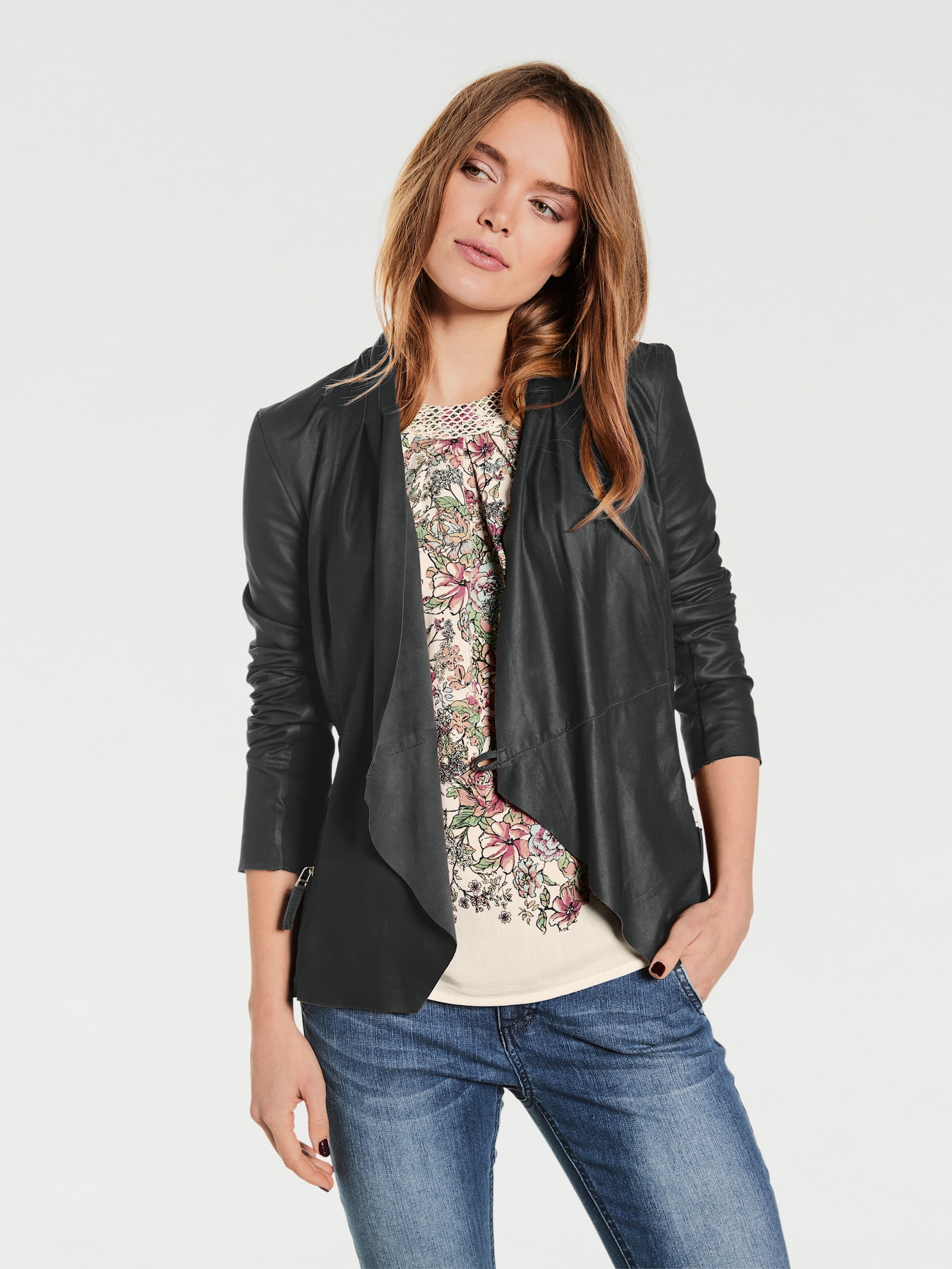 heine Lederjacke aus Ziegen-Nappaleder - schwarz