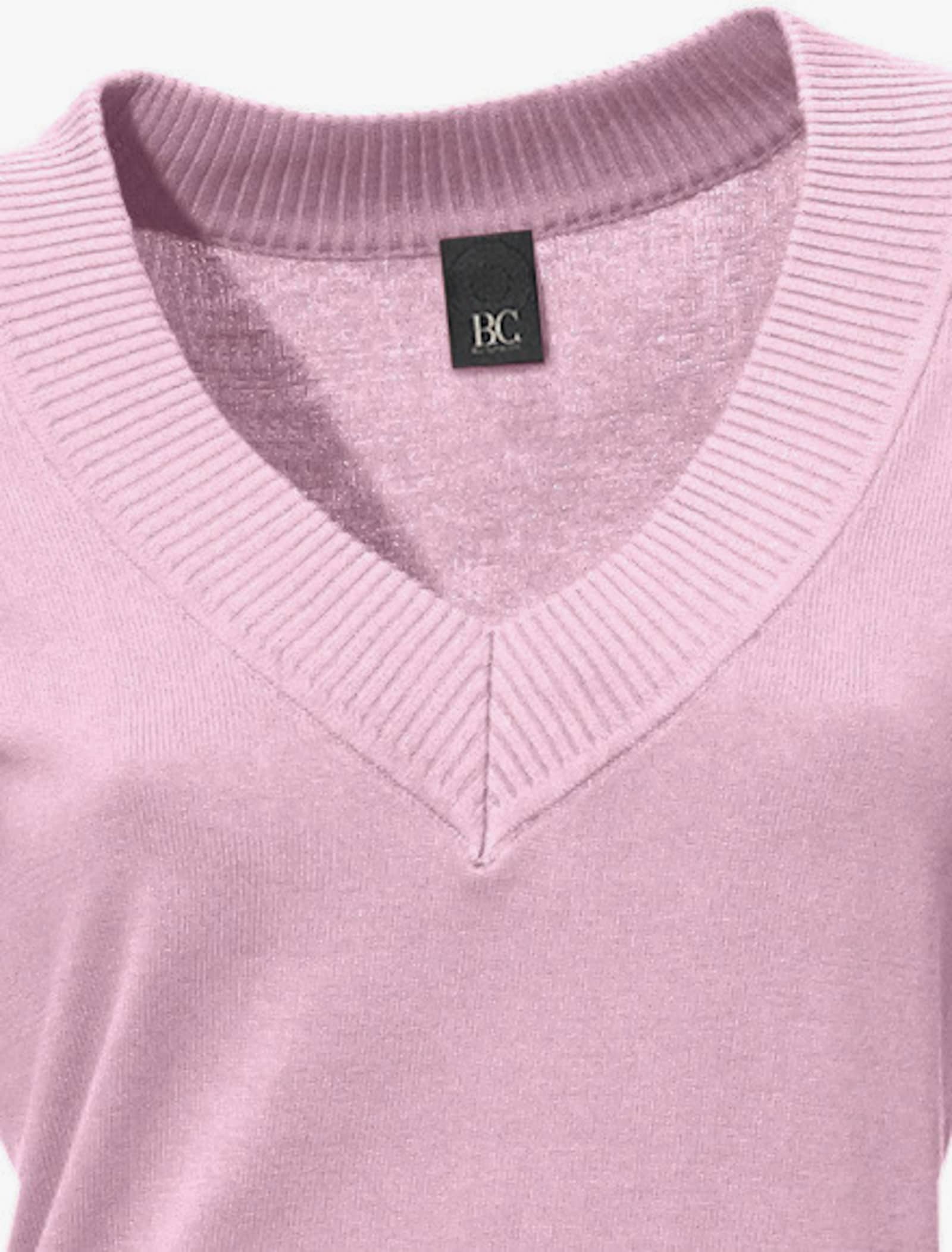 heine V-Ausschnitt-Pullover aus reiner Baumwolle - rosé