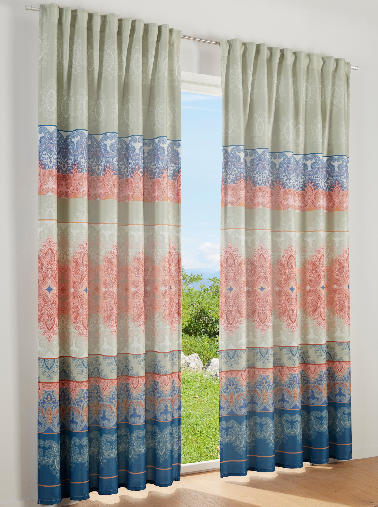 heine home Dekoschal - pistazie-koralle-gemustert