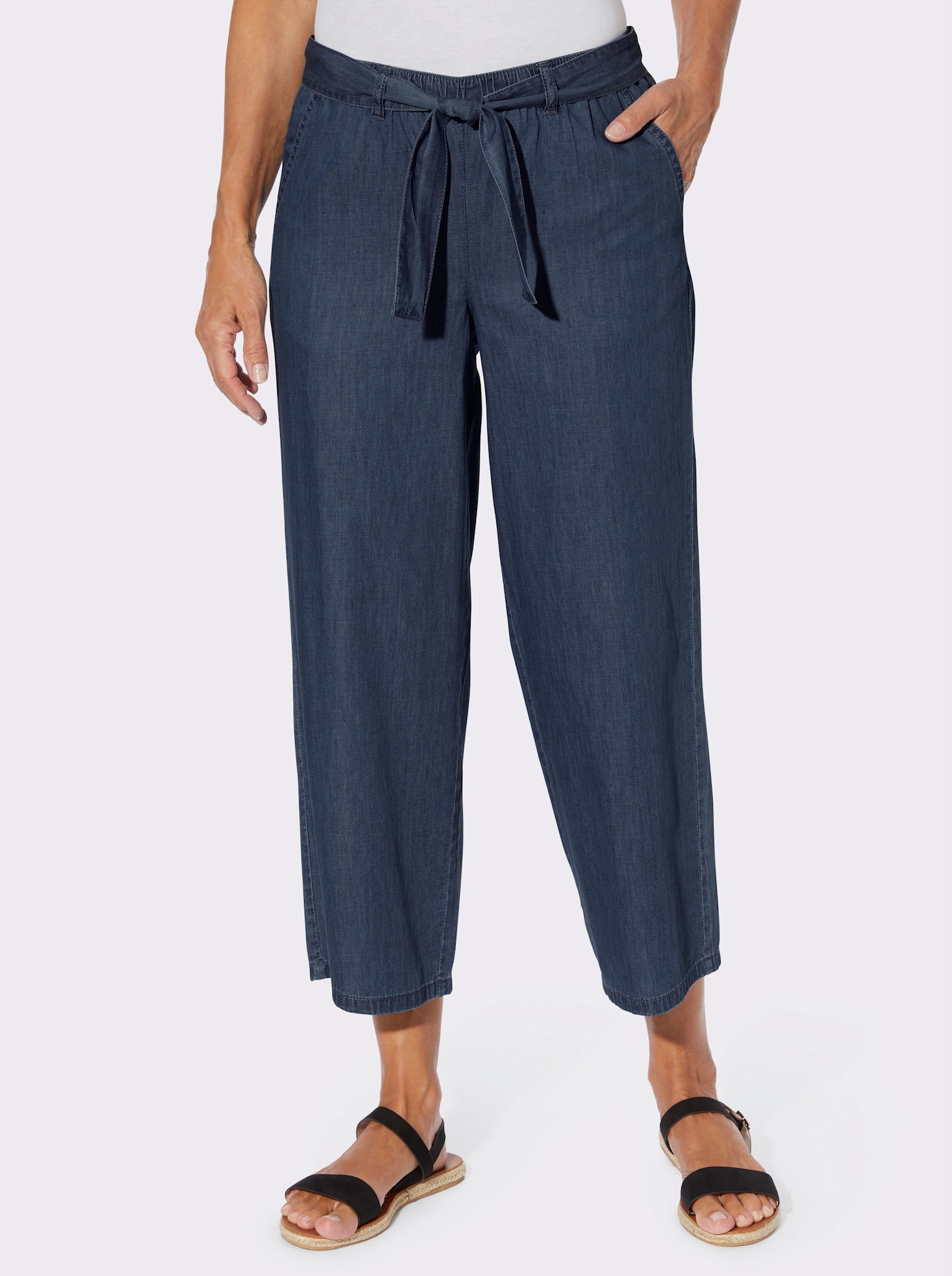Culotte met afneembare bindceintuur - blue-stonewashed