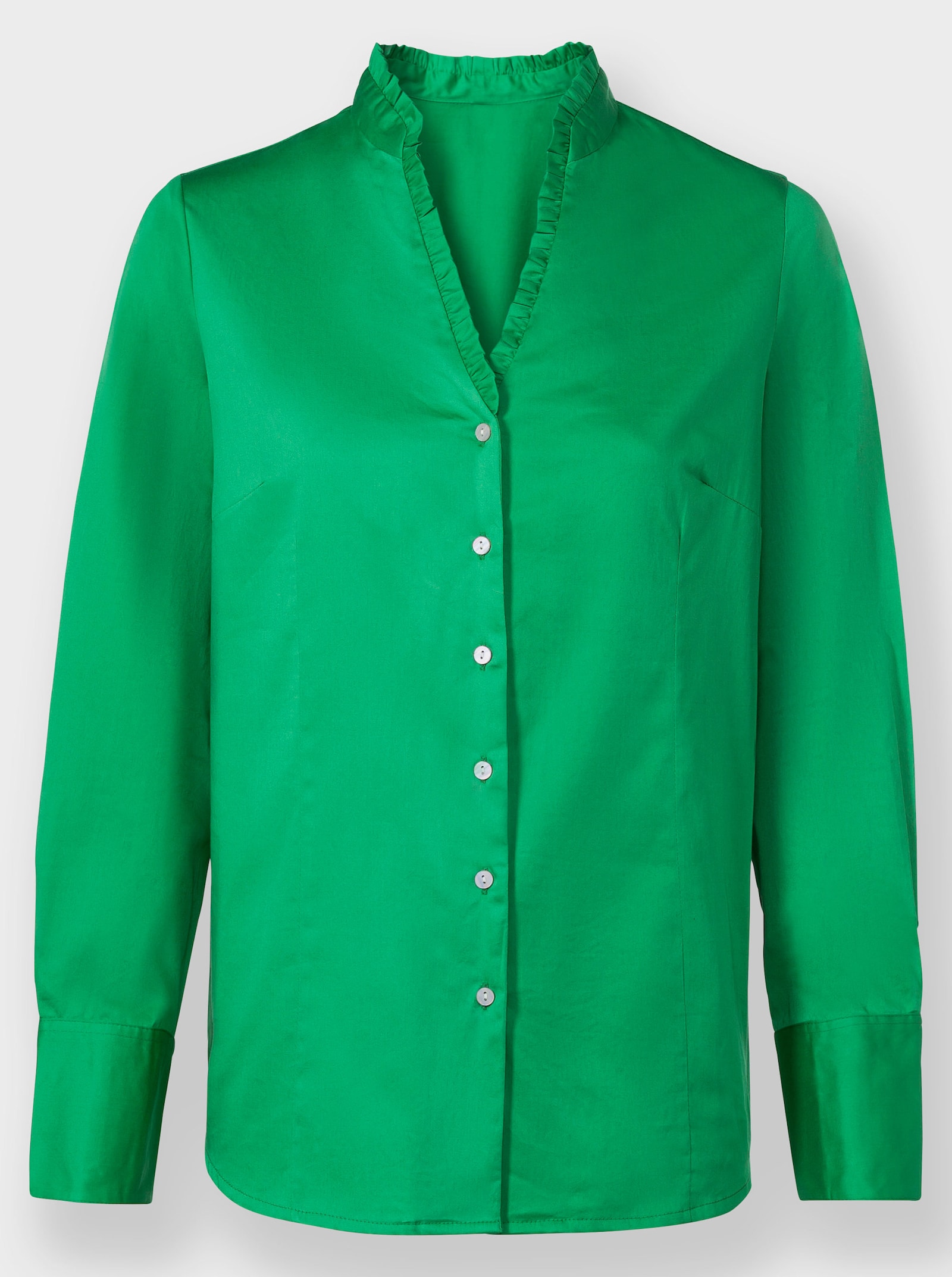 heine Blouse van satijn met ruches - grasgroen