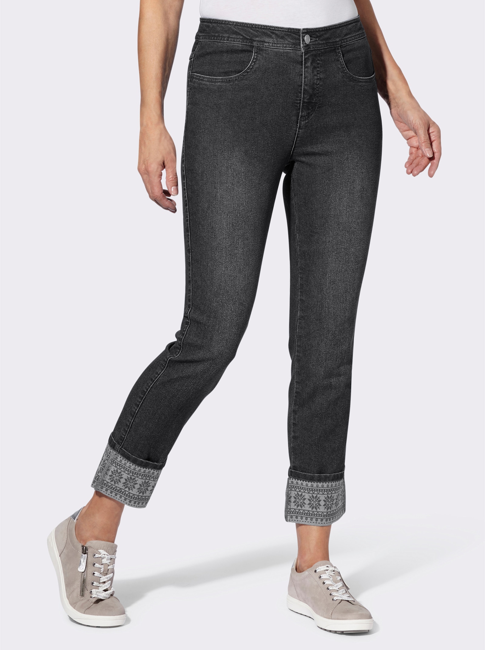 7/8-Jeans mit Saumumschlag - graphit-denim