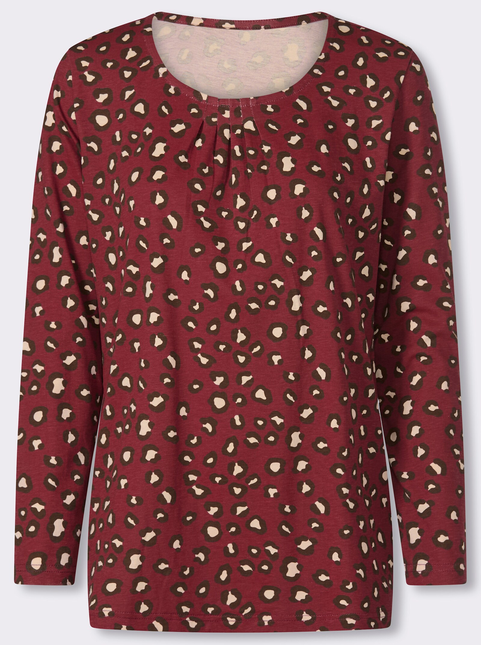 Langarmshirt mit Animalmuster - bordeaux-schoko-bedruckt