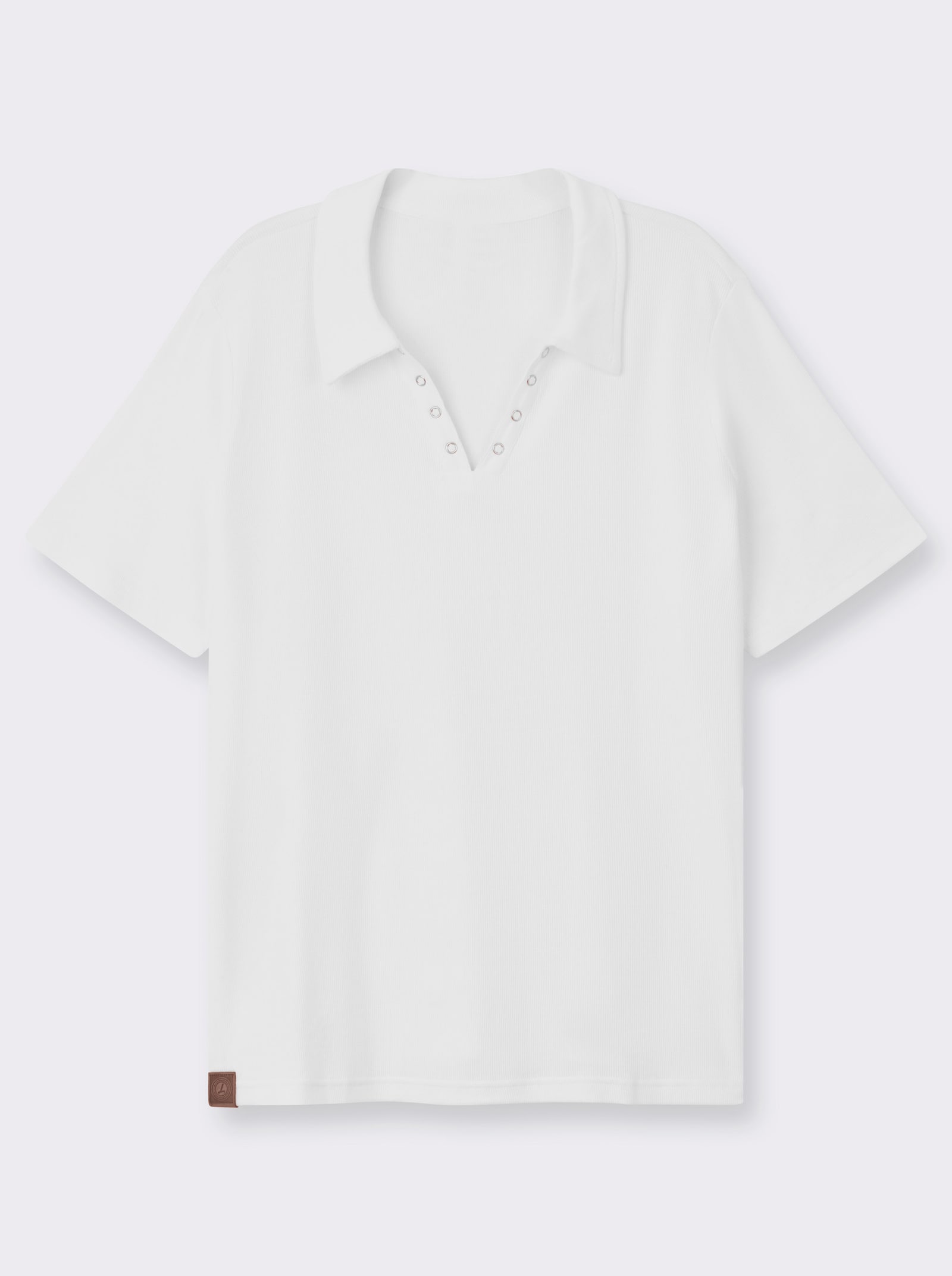 Poloshirt mit Ösen-Verzierung - weiß