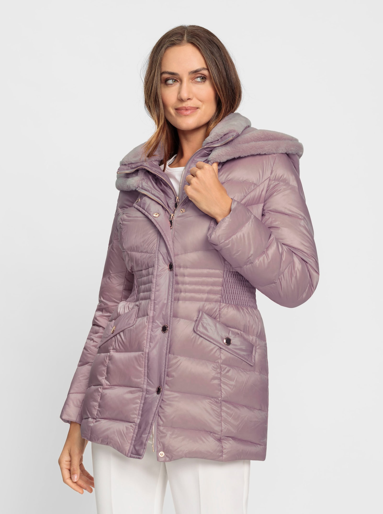 heine Daunenjacke mit Körperform-Steppung - mauve