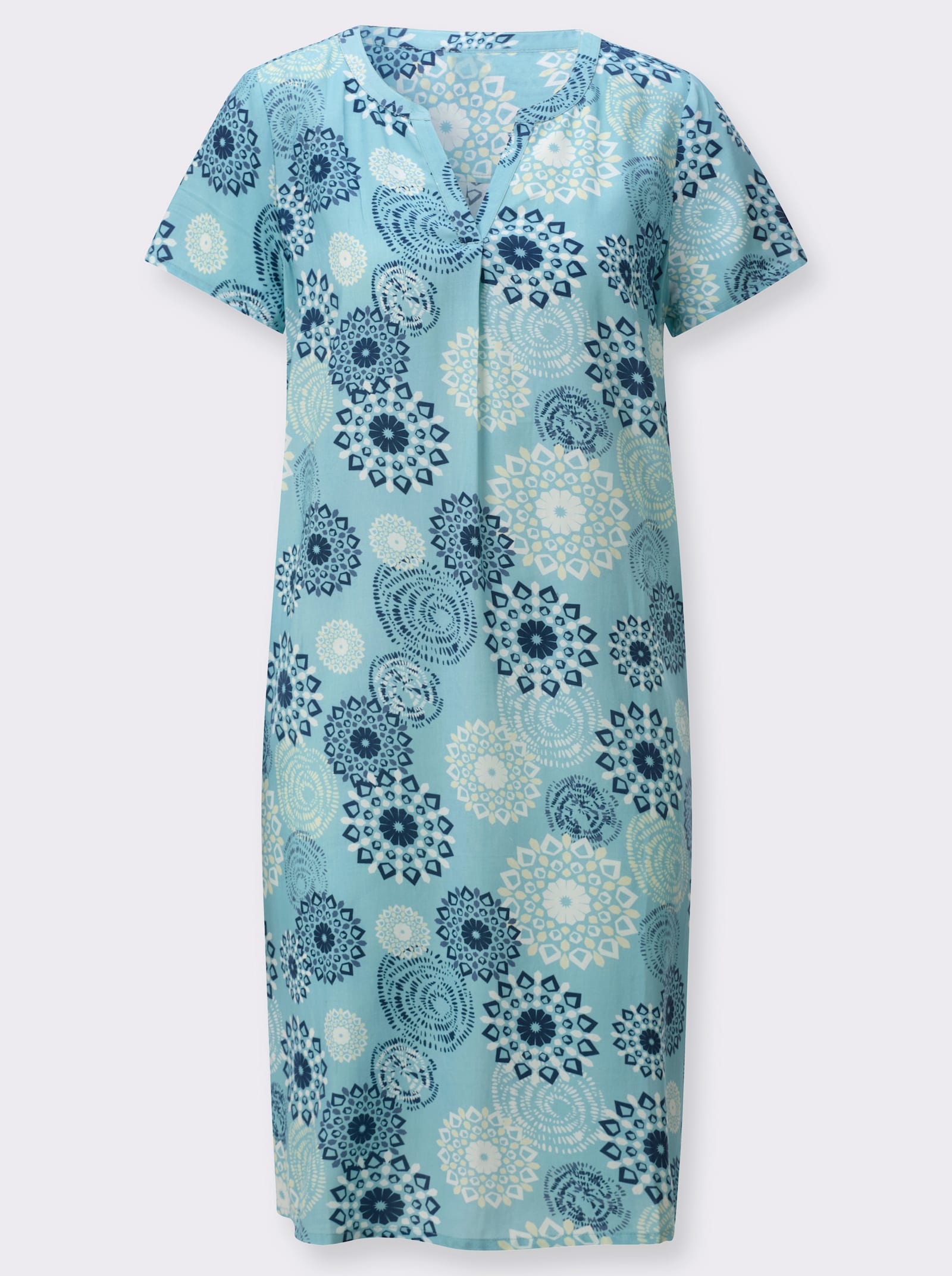 Webkleid in ornamentalem Dessin - ozean-dunkelblau-bedruckt