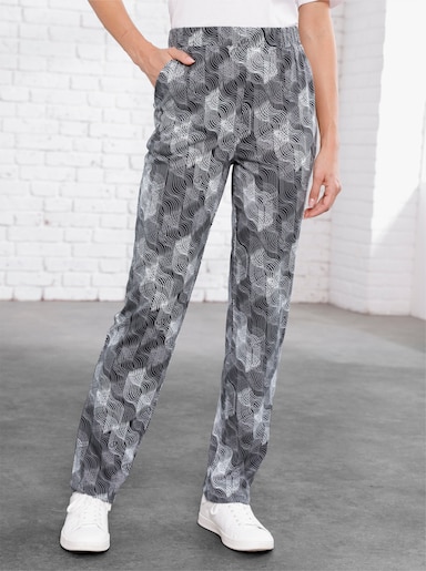 Freizeithose - schwarz-grau-bedruckt