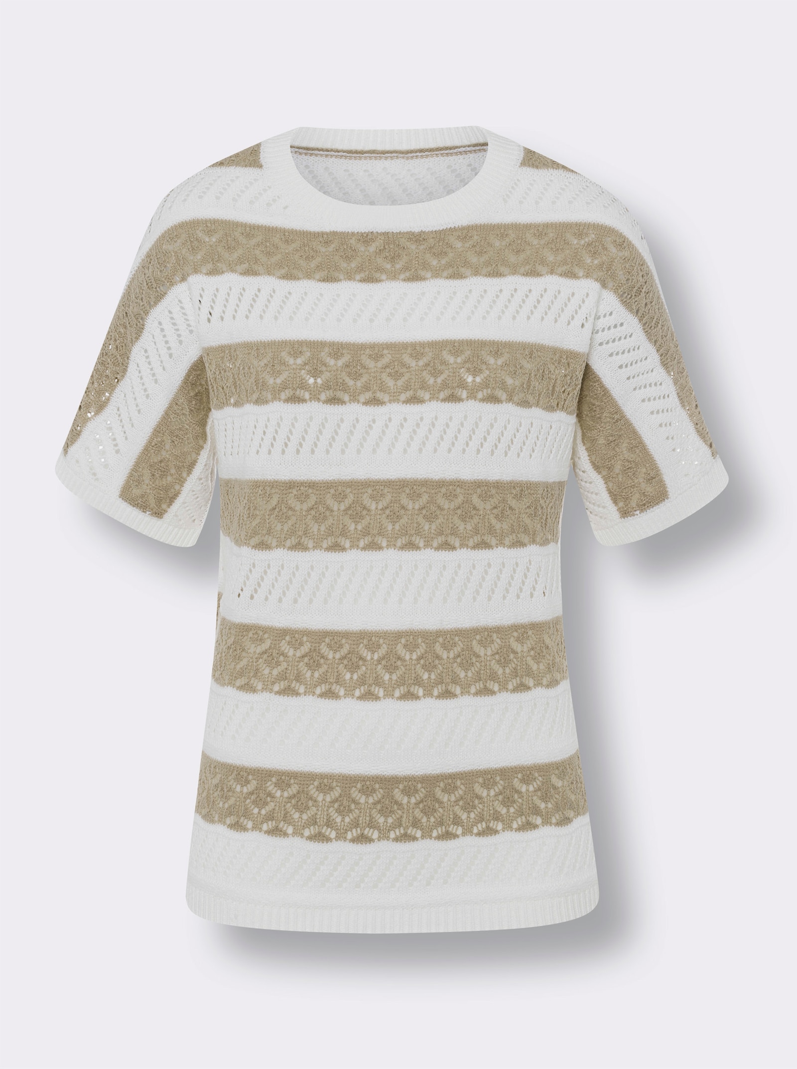 Ažúrový pulóver, pruhy - Sez.-svlb.