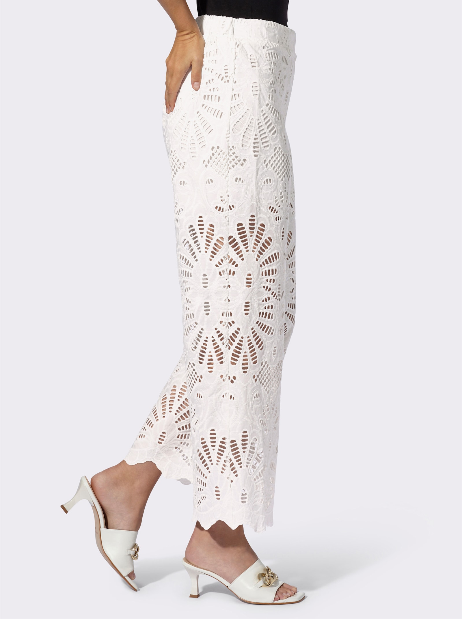 heine Schlupfhose mit Lochspitze - ecru