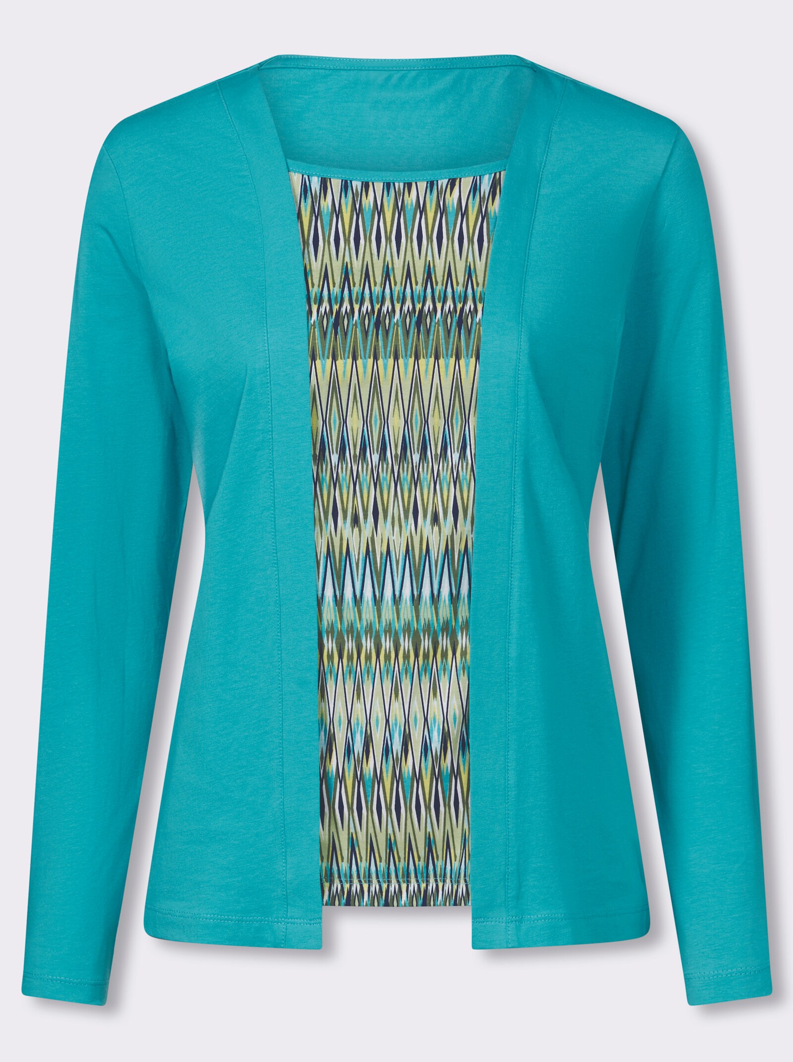 Langarmshirt in 2-in-1-Optik - türkis