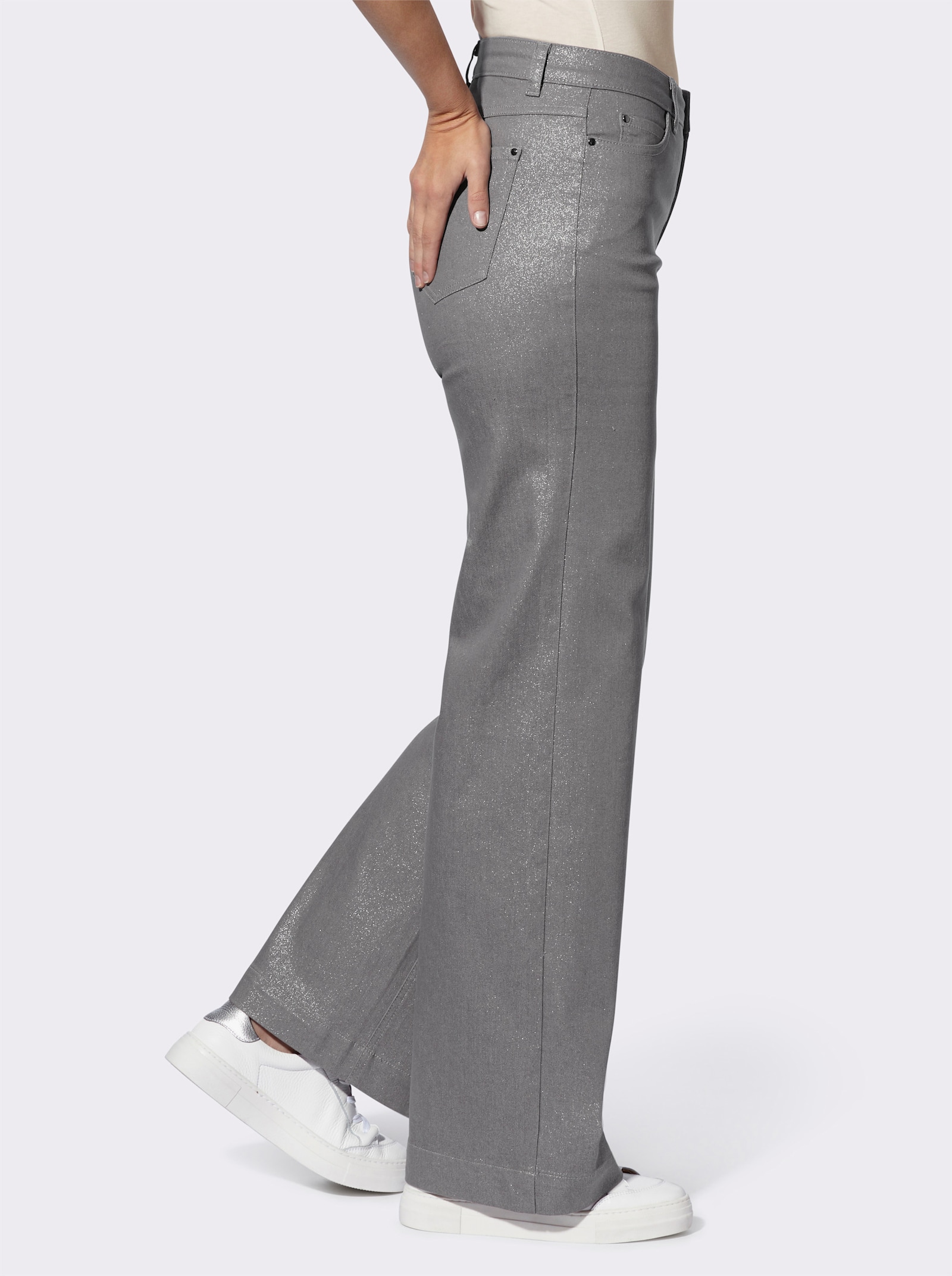 heine 5-Pocket-Jeans mit Glanz-Beschichtung - light grey-denim