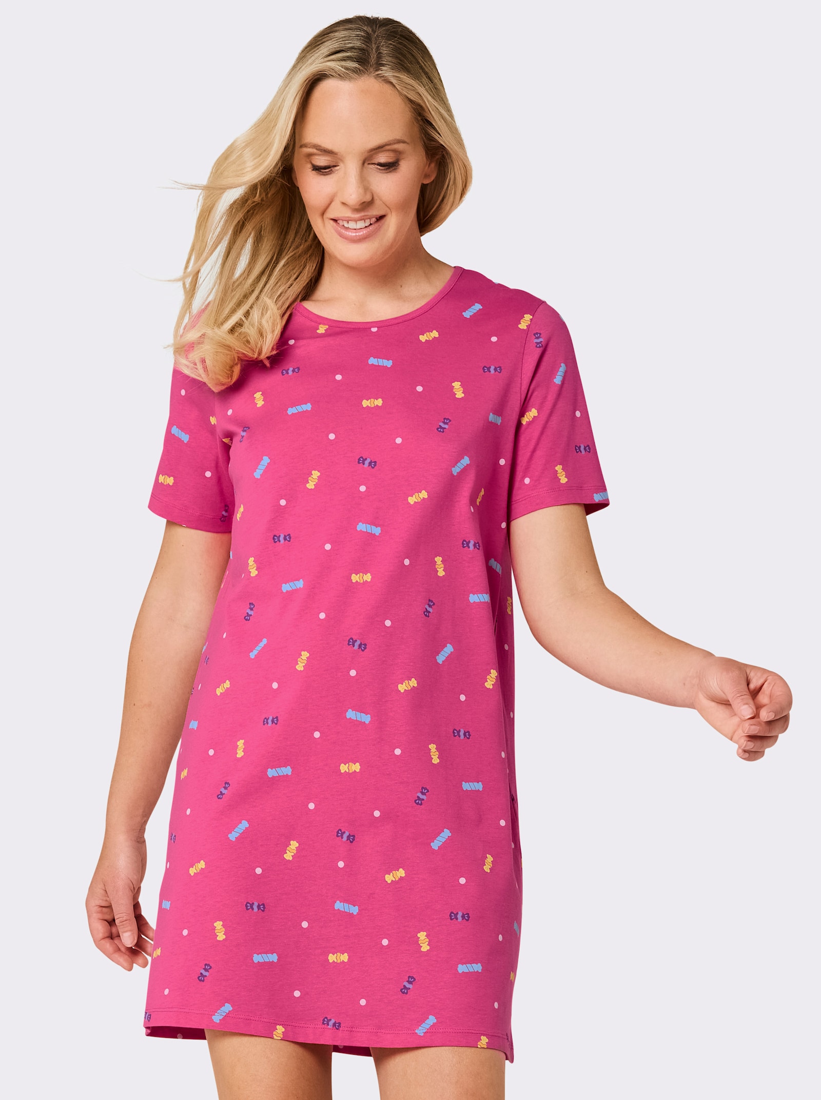 wäschepur Sleepshirts - marine-bedruckt + fuchsia-bedruckt