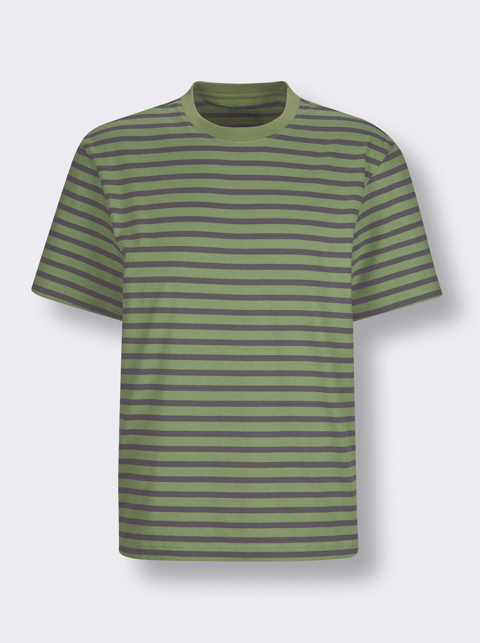 wäschepur men Schlafanzug-Shirt - eucalyptus-anthrazit-gestreift