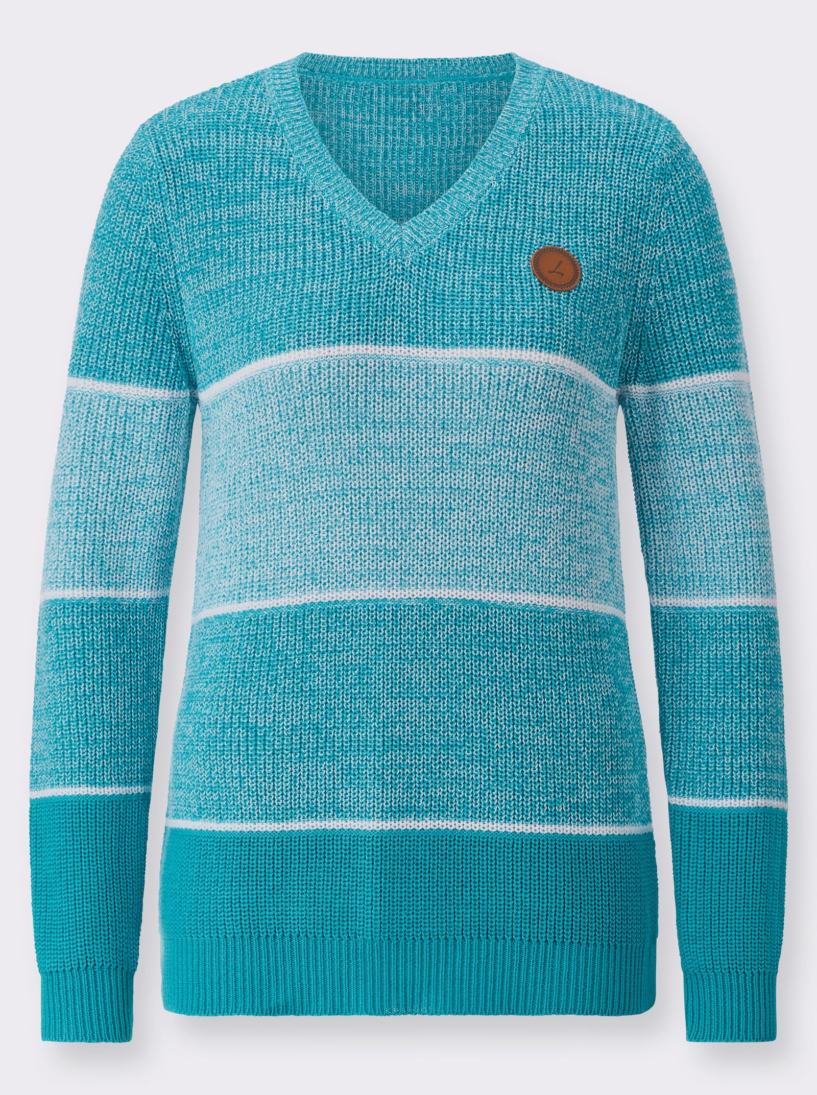 Pullover in Melange-Optik - türkis-weiß-meliert