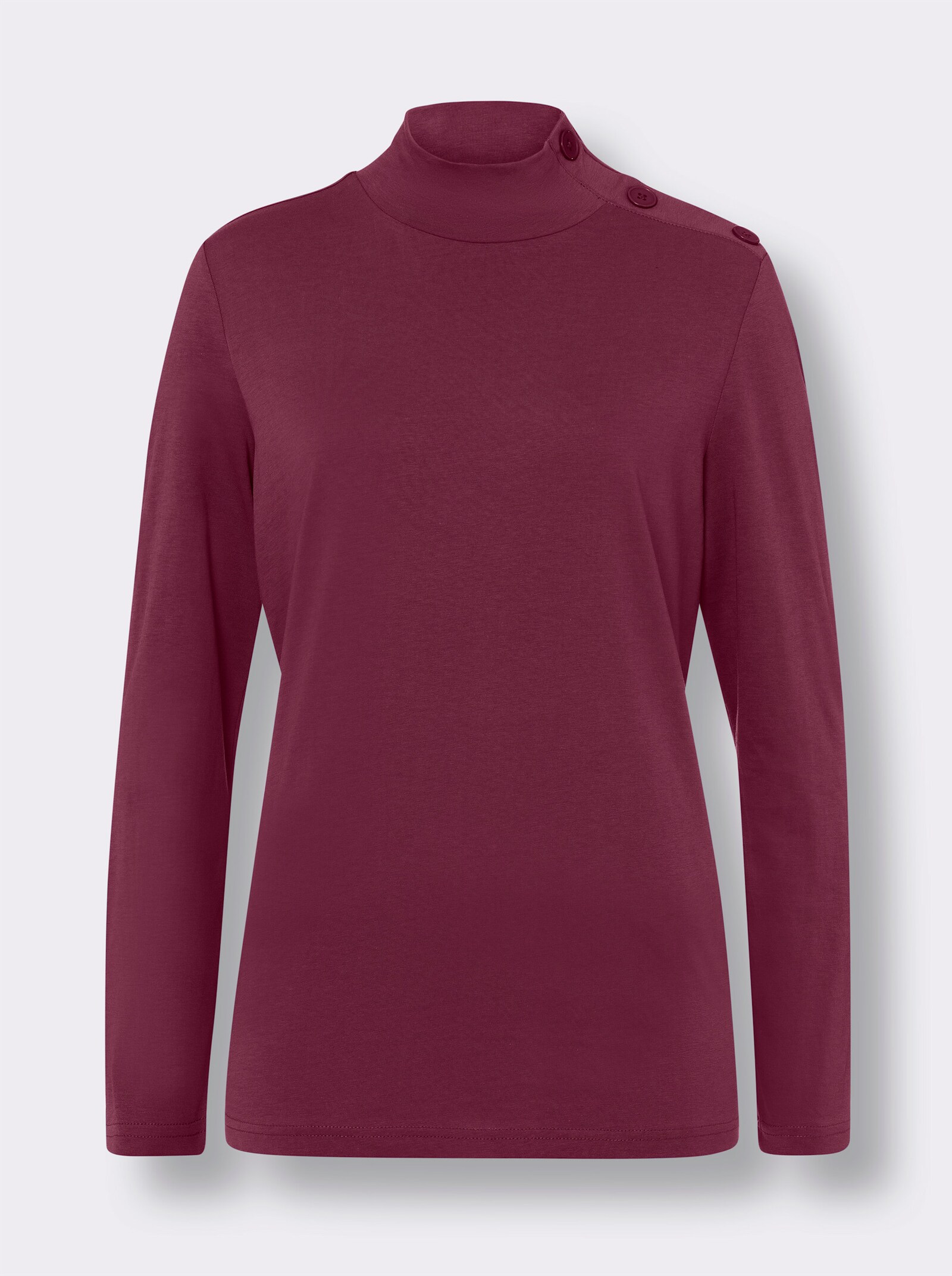 Tričko, stojačik, ozdobné gombíky na pleciach - hnedofialová