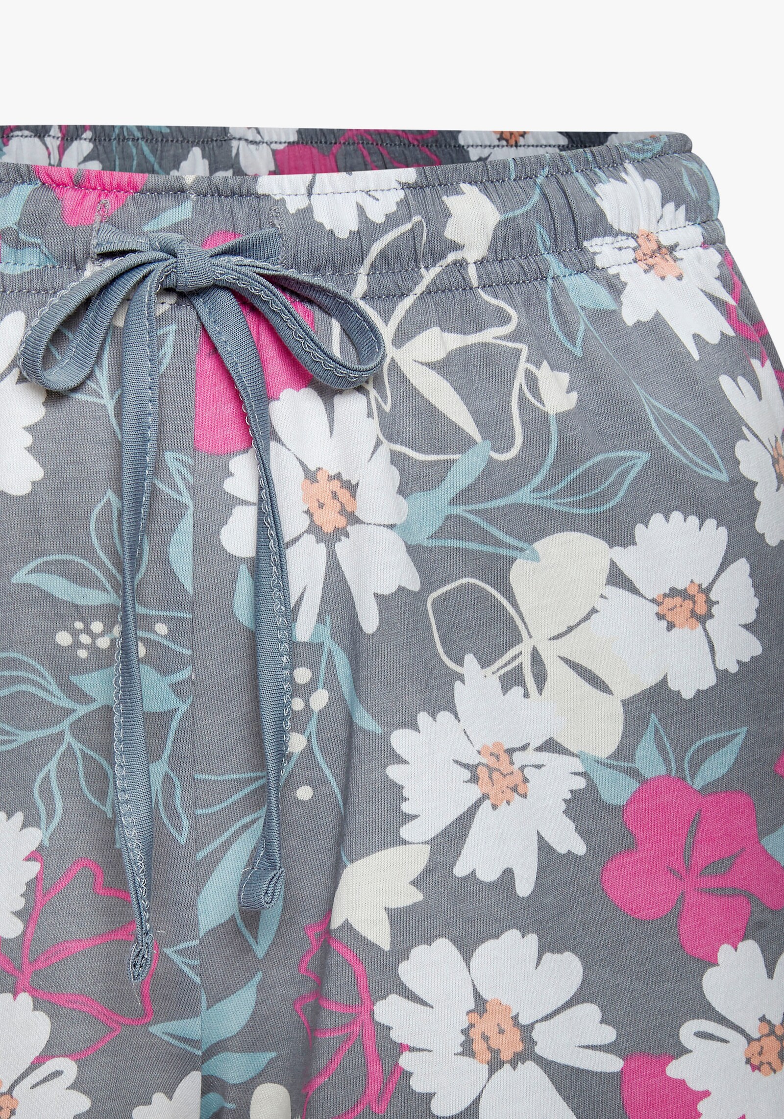 Vivance Dreams Pyjamashorts - graublau-pink-geblümt