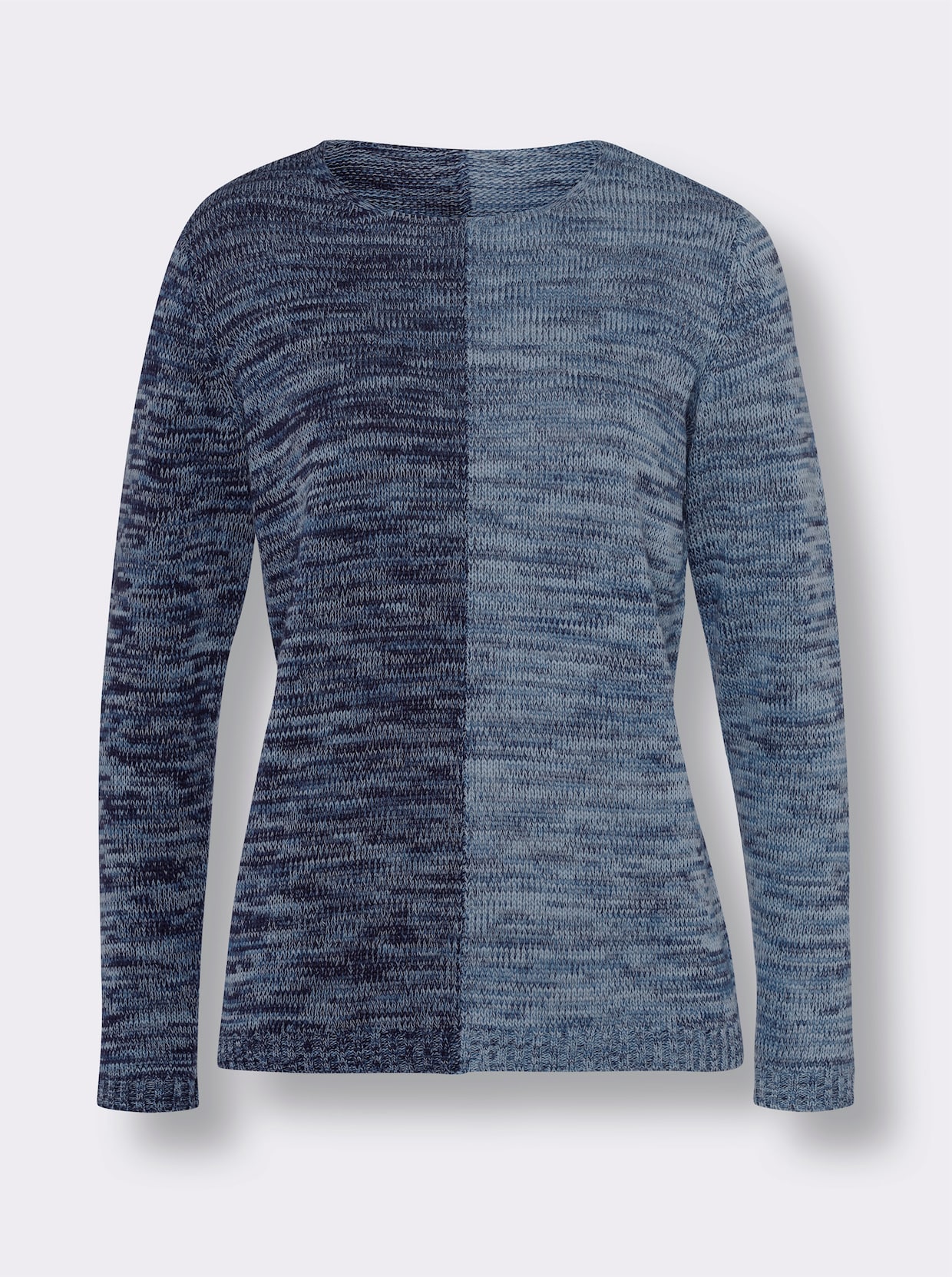 Långärmad tröja - marin-isblå-melerad