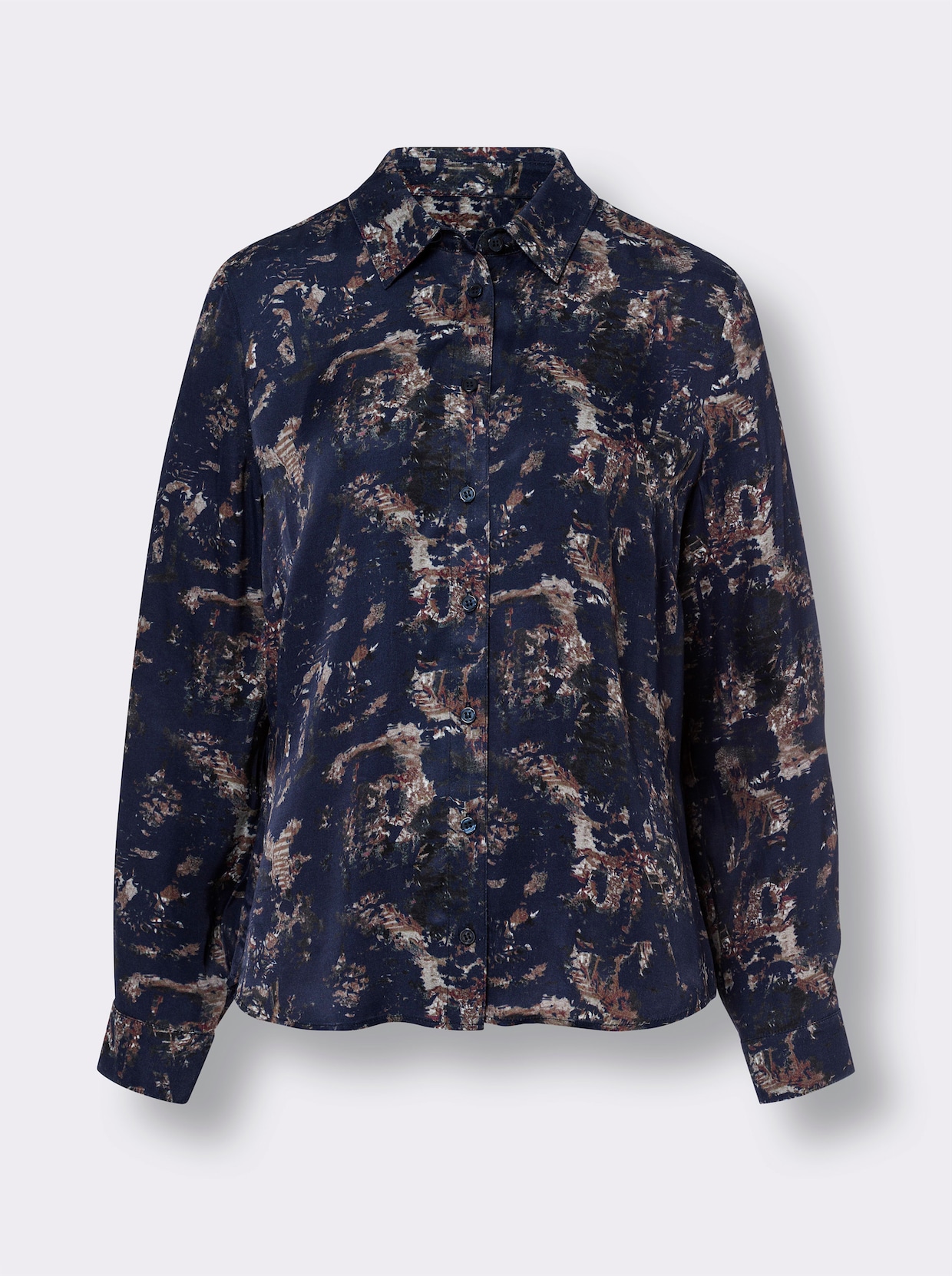 heine Satijnen blouse - marine/sesam bedrukt
