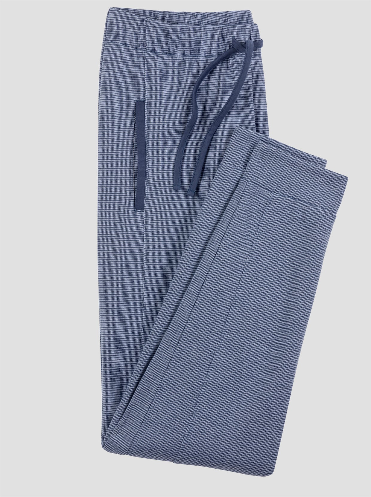 Jerseybroek  in een gemêleerde look - jeansblauw/ecru gemêleerd