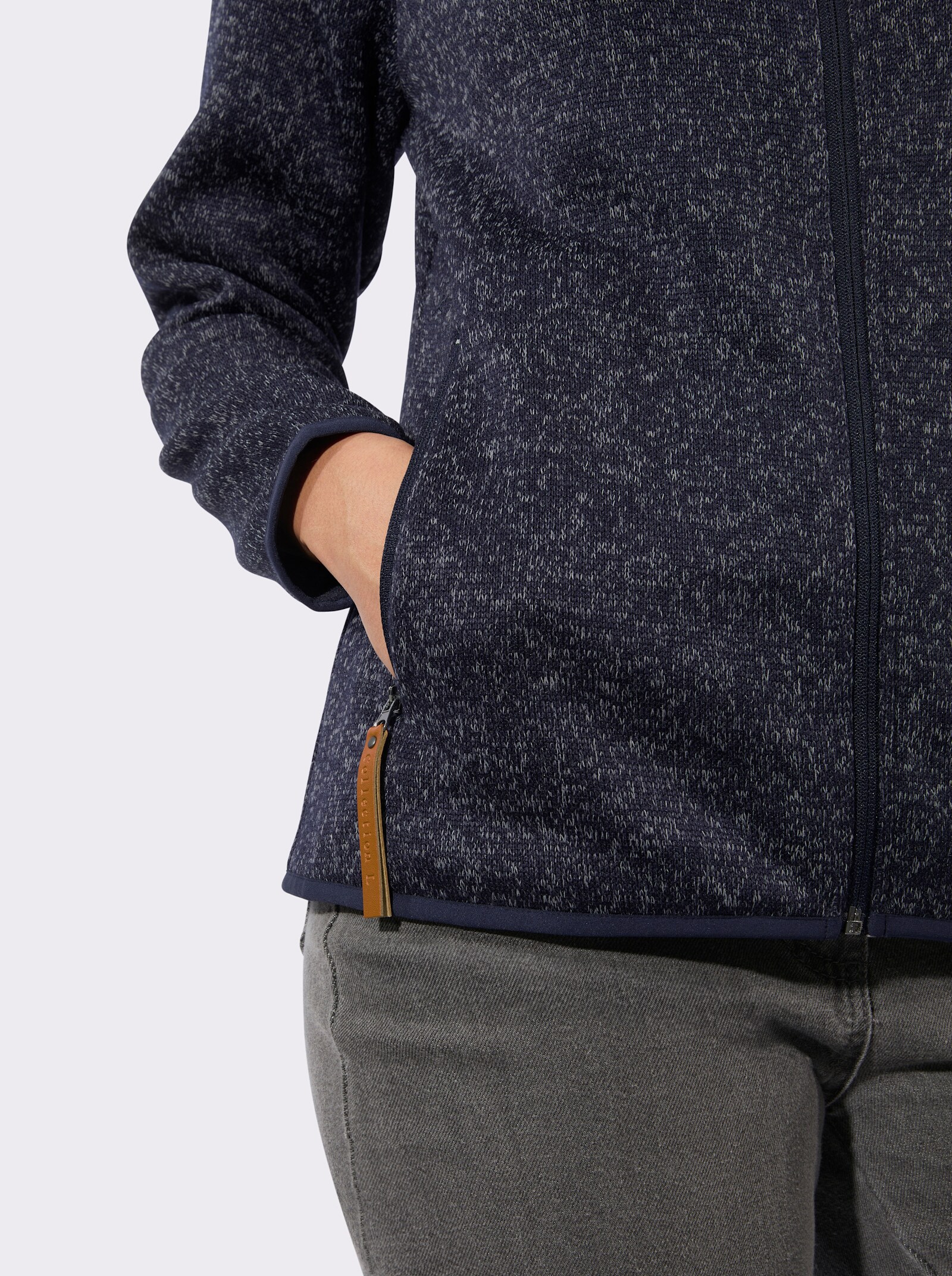 Fleecejacke in Melange-Optik - marine-meliert