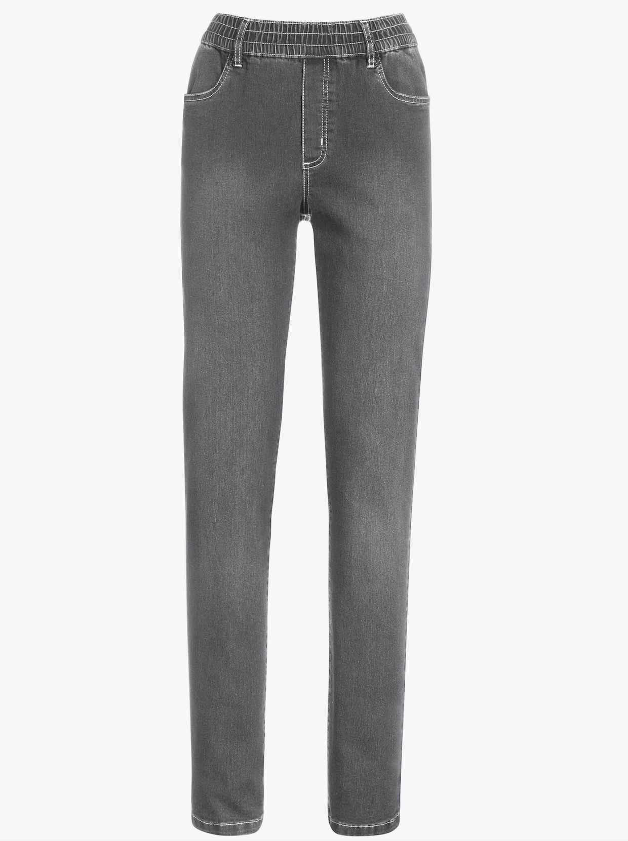 High waist jeans - grey-denim