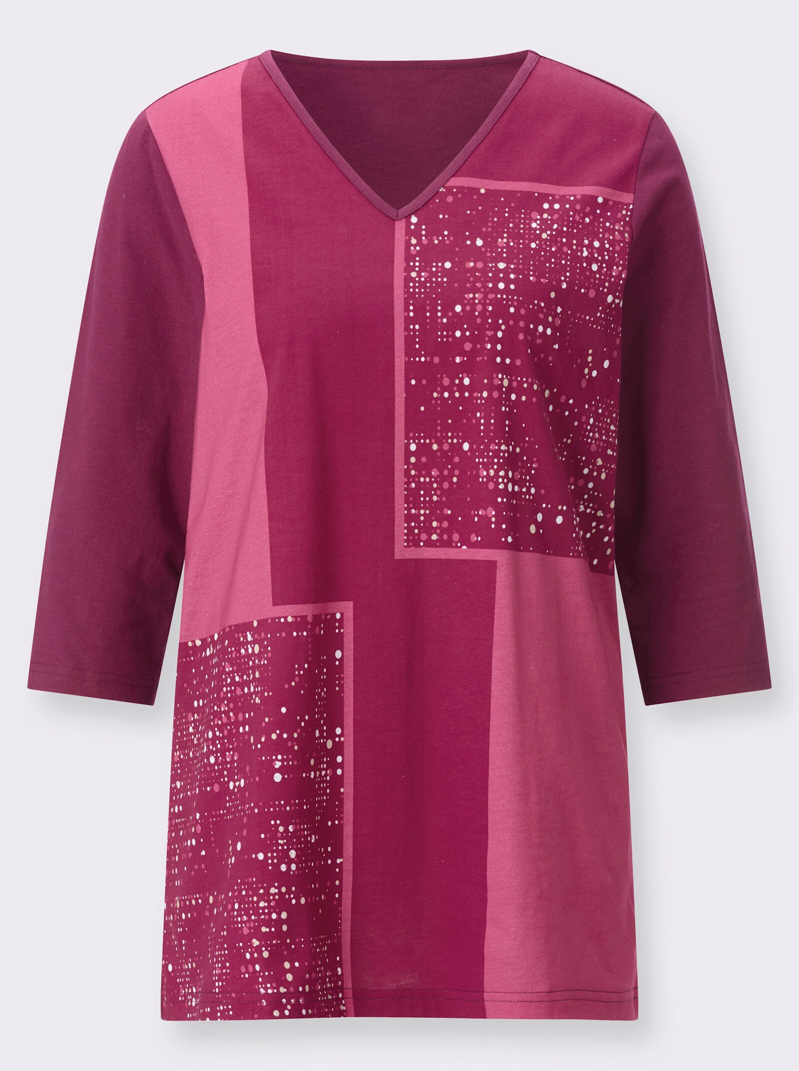 Longshirt mit platziertem Druckmuster - malve-fuchsia