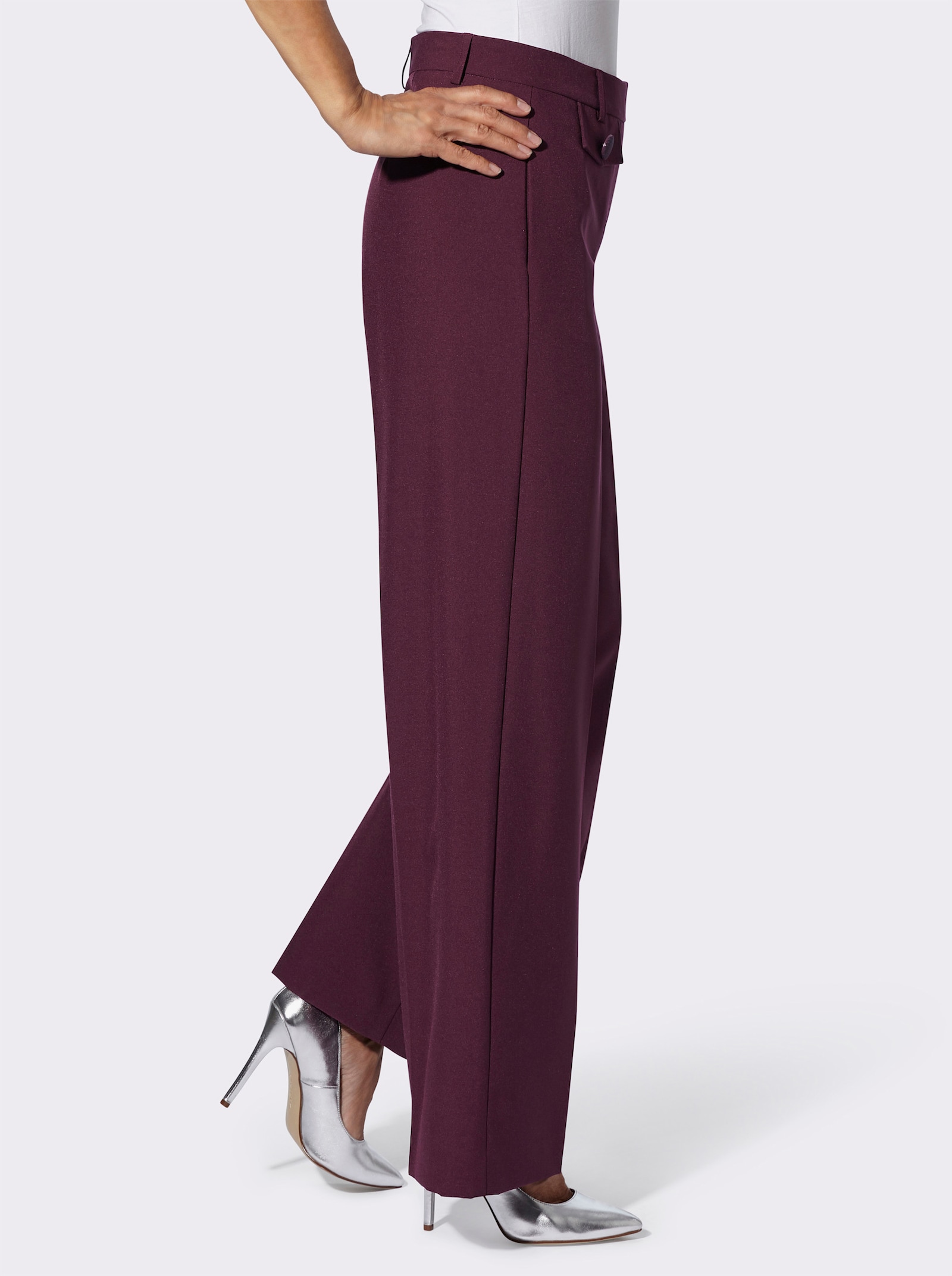 Broek met persplooi, onderhoudsarm - bordeaux