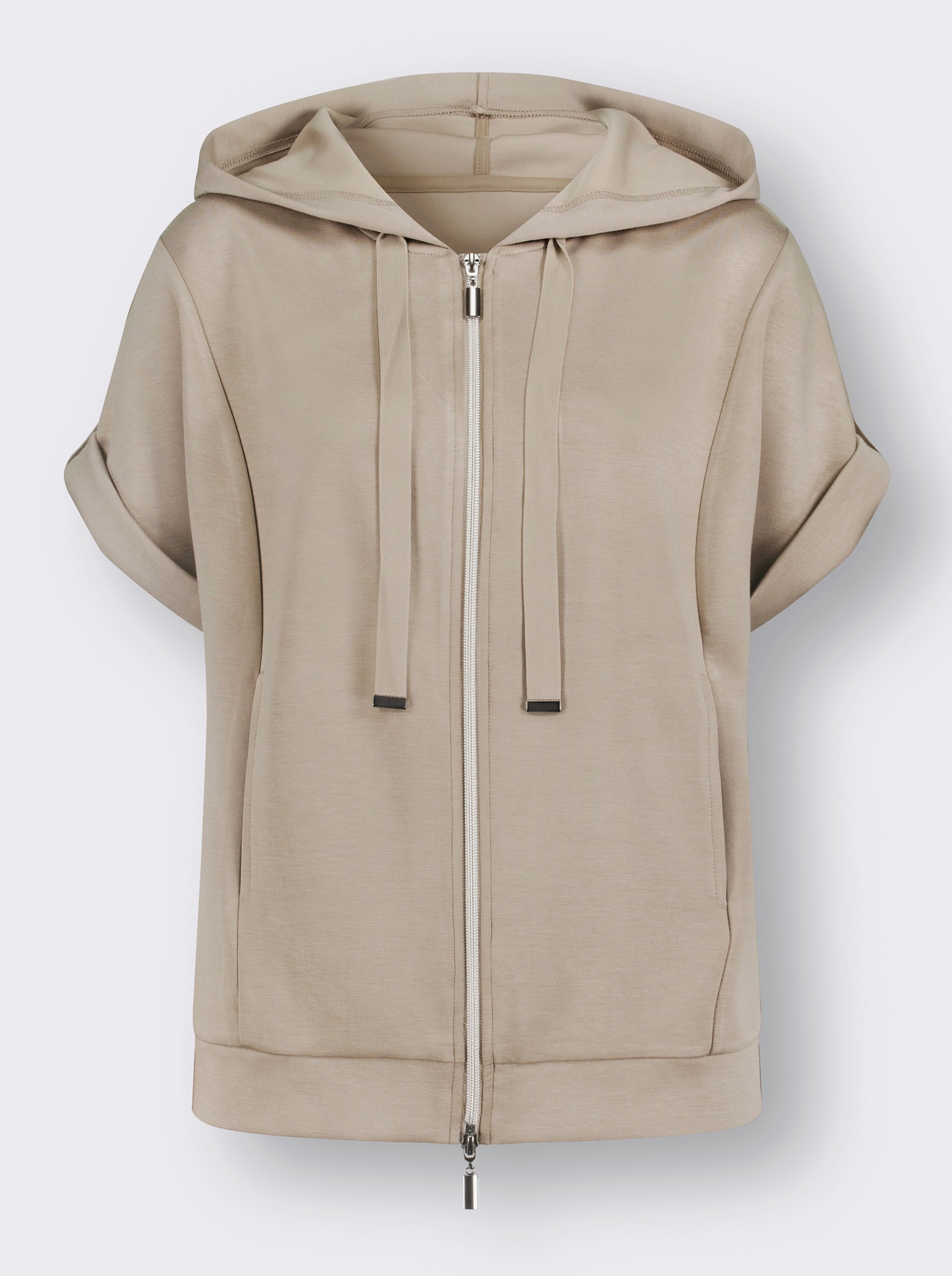 Shirtjacke mit platziertem 3D-Druck hinten - sesam