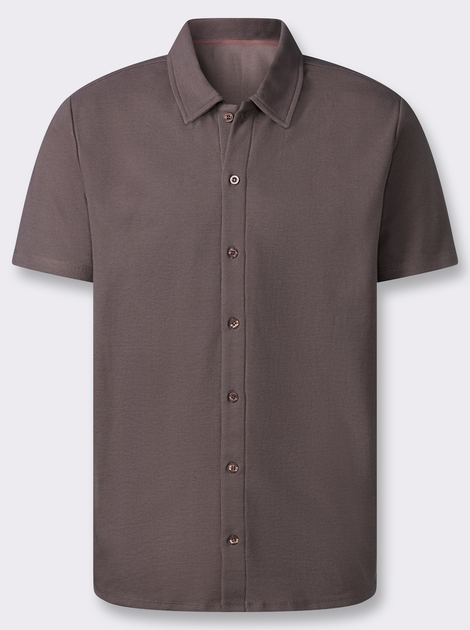 Marco Donati Kurzarmshirt mit Waffel-Struktur, Baumwolle - dunkeltaupe