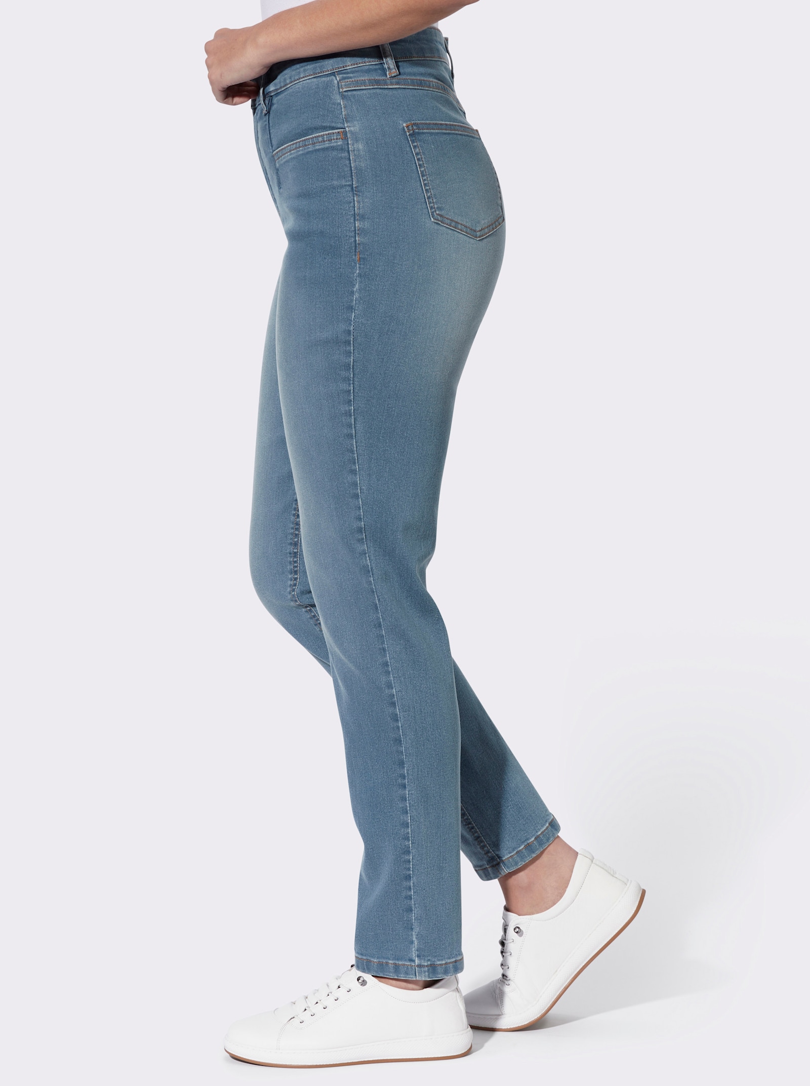 High-waist-Jeans im 4-Pocket-Stil - blue-bleached
