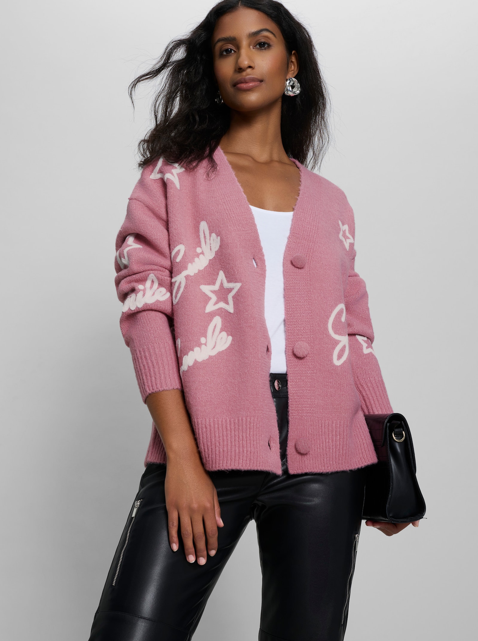 heine Vest met borduursel - oudroze