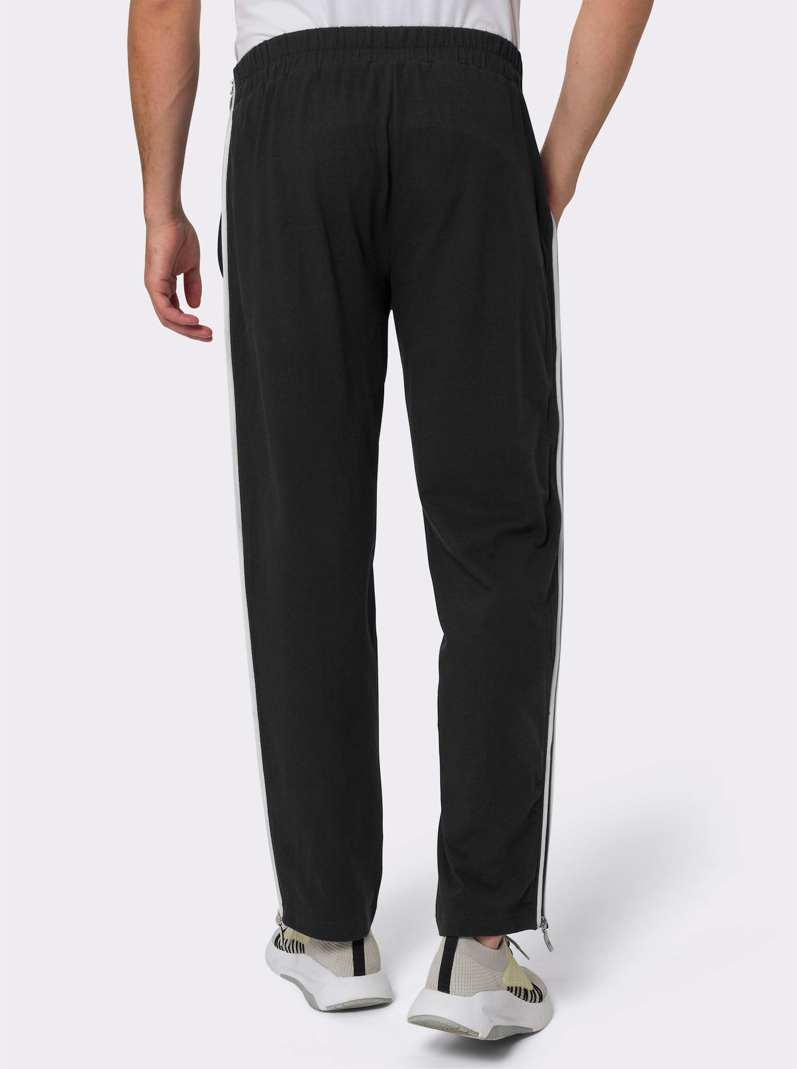 Freizeithose mit Bein-Zipper - schwarz