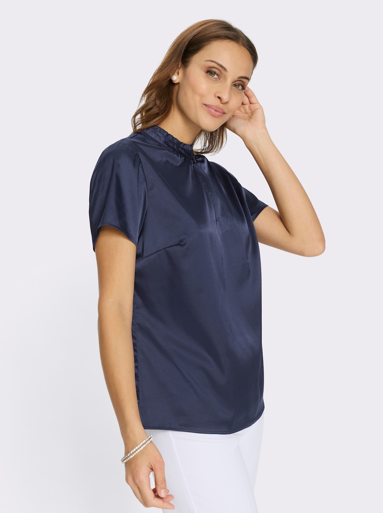 Satinbluse - marine