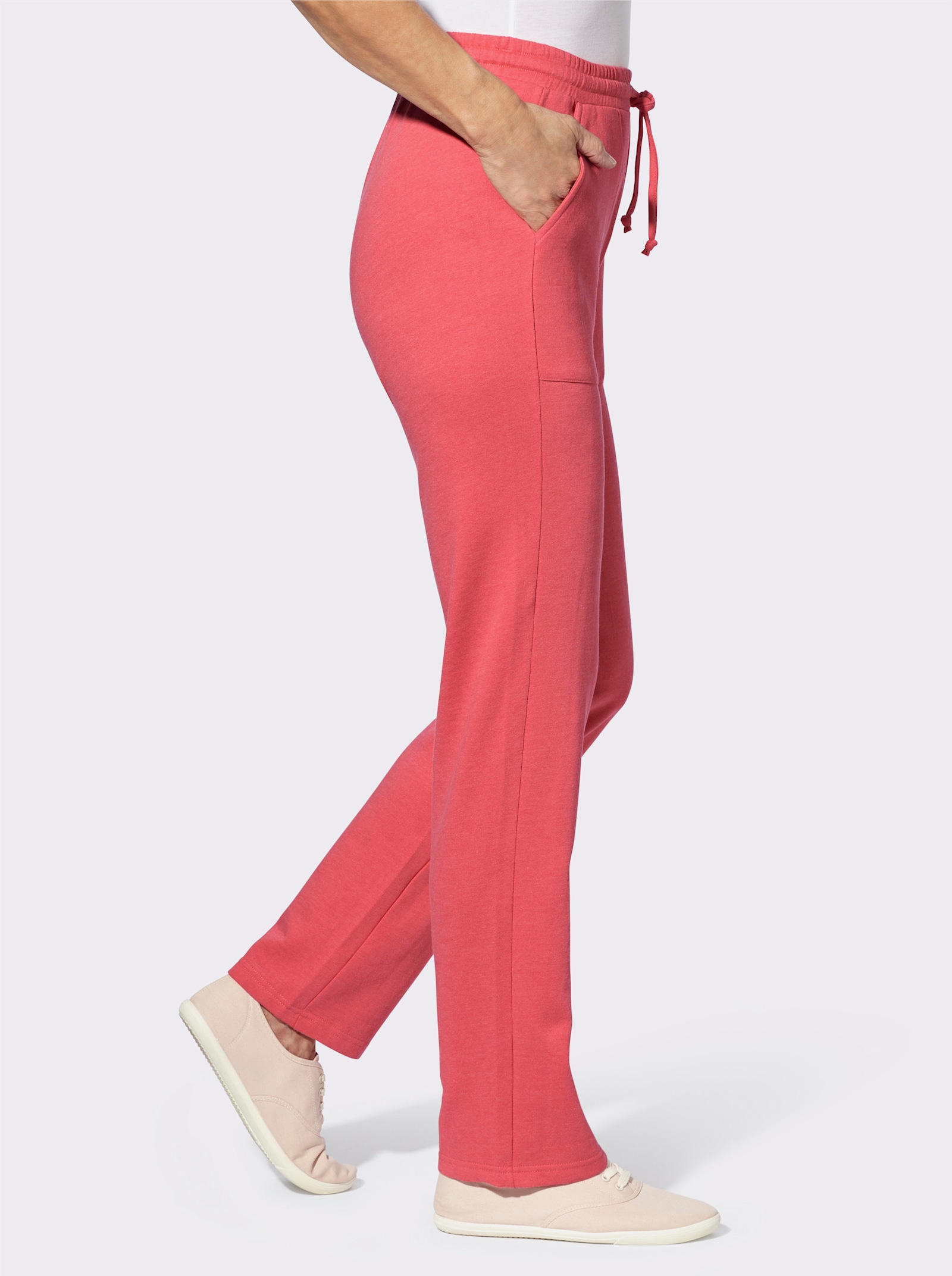 Jerseybroek met opgestikte zakken - grapefruit gemêleerd