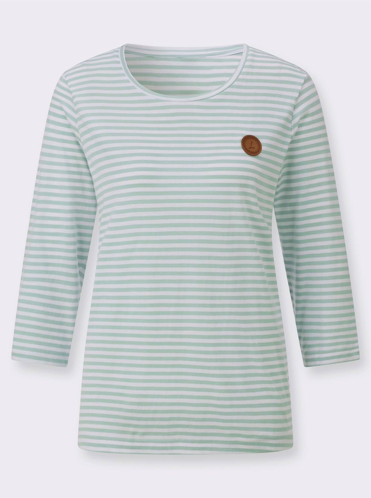 3/4-Arm-Shirt - kalkmint-weiß-geringelt
