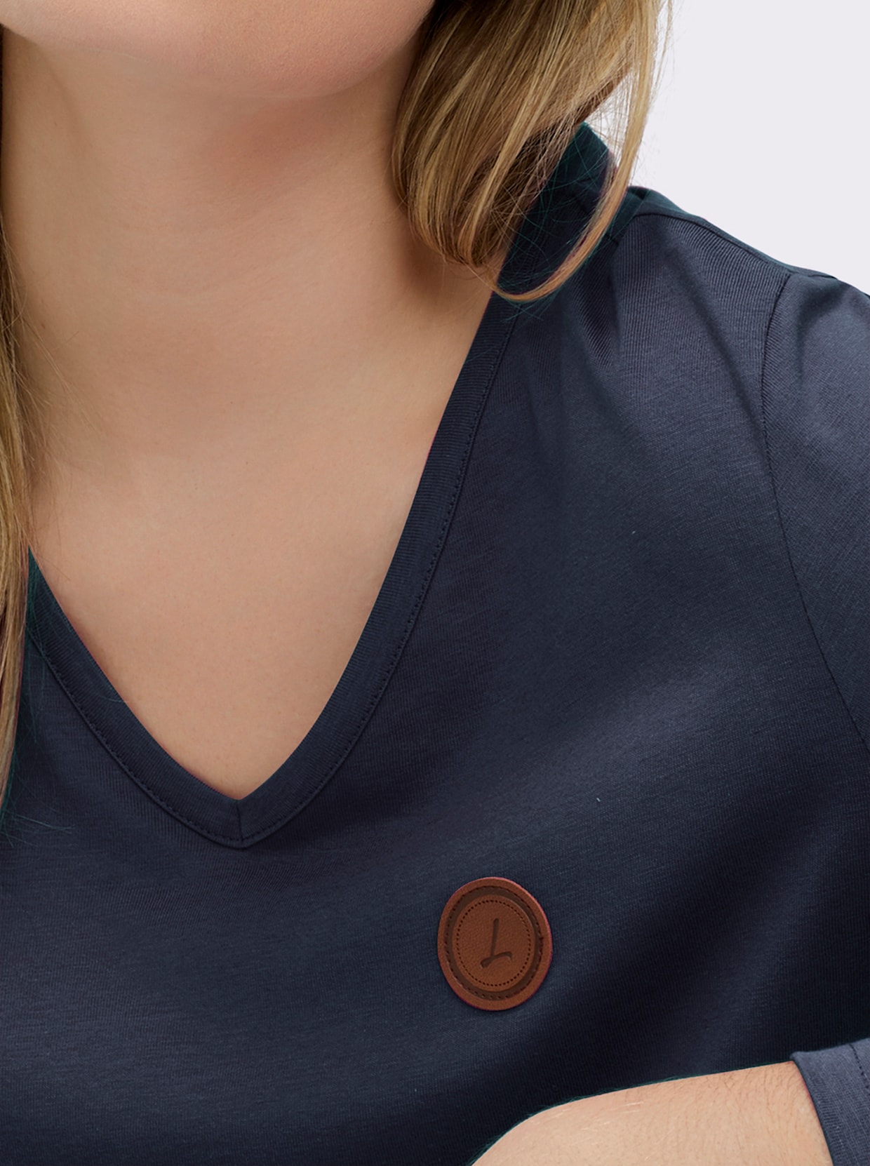 Langarmshirt mit V-Ausschnitt - marine