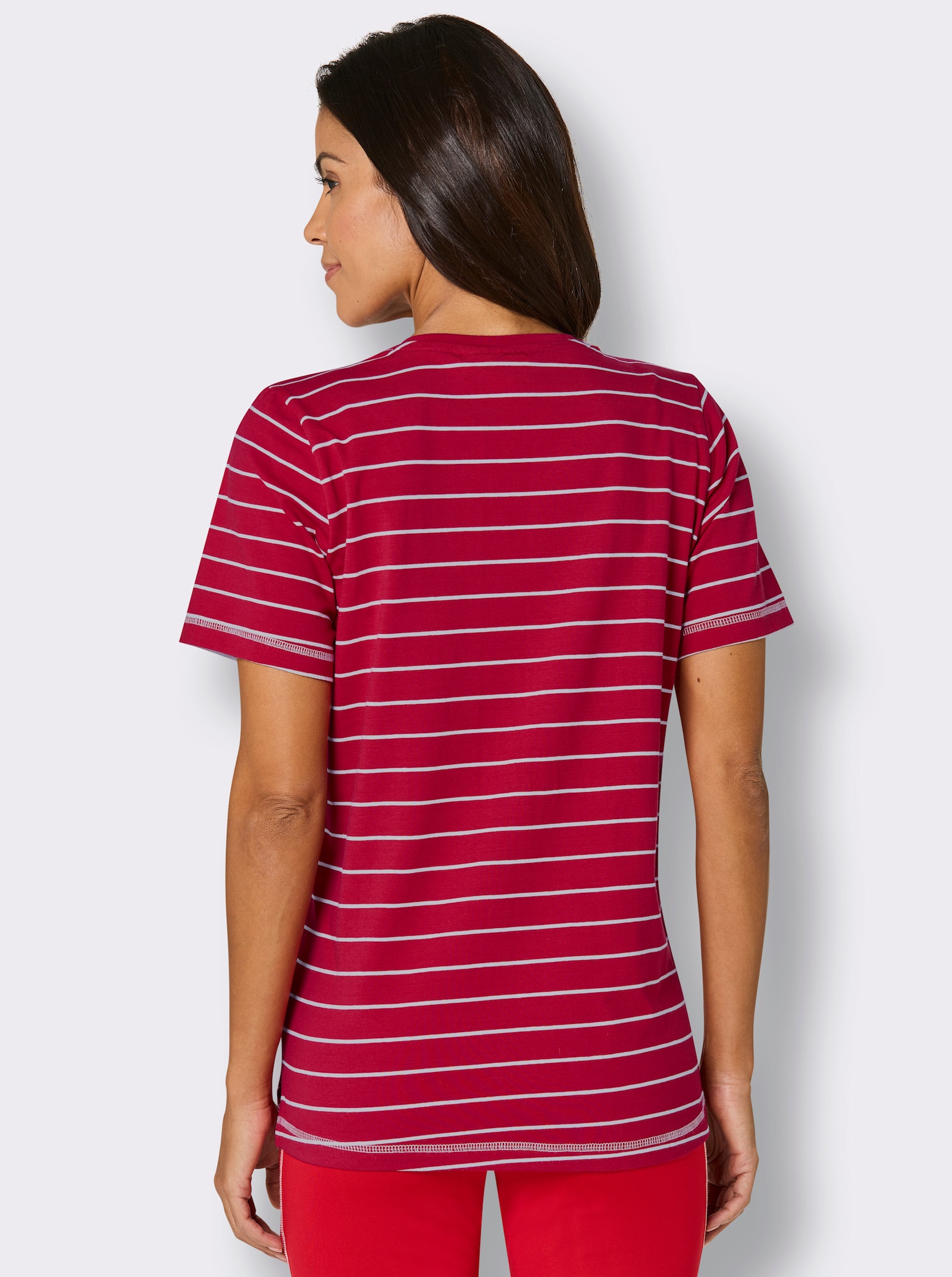 Catamaran Sports Funktionsshirt mit Seitenschlitzen - rot-weiß-geringelt