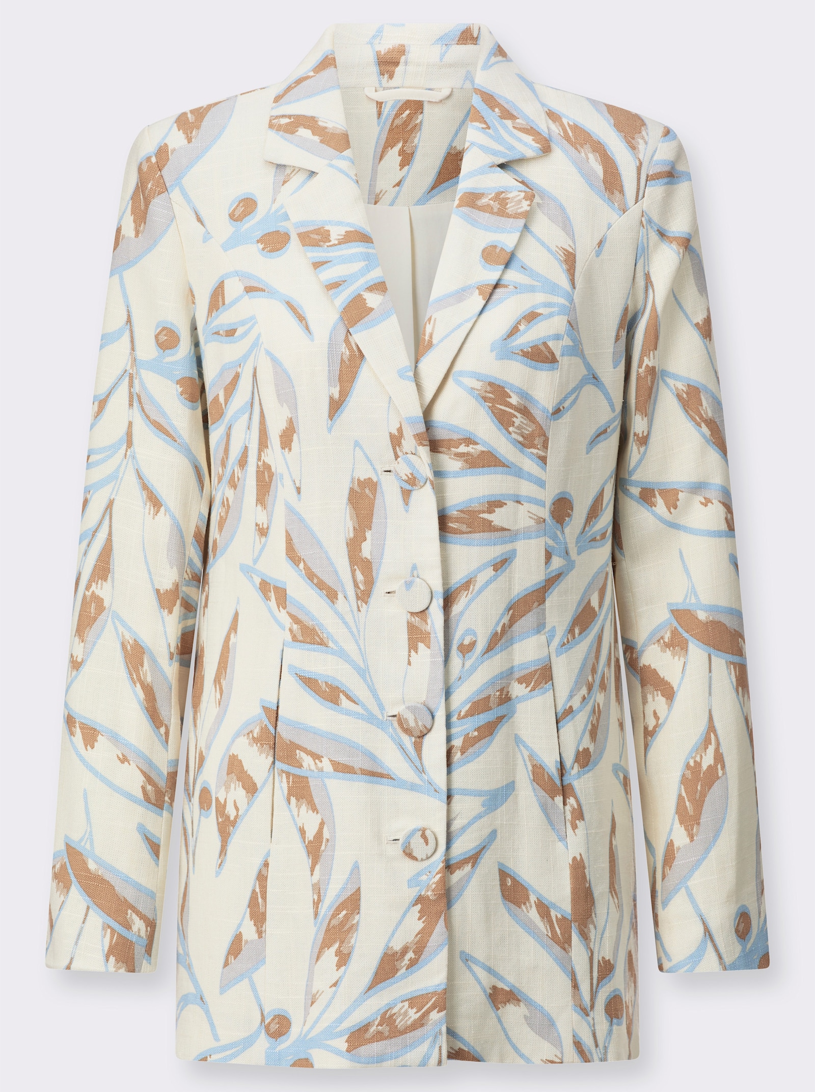 Leinenblazer mit hohem Viskose-Anteil - champagner-camel-gemustert