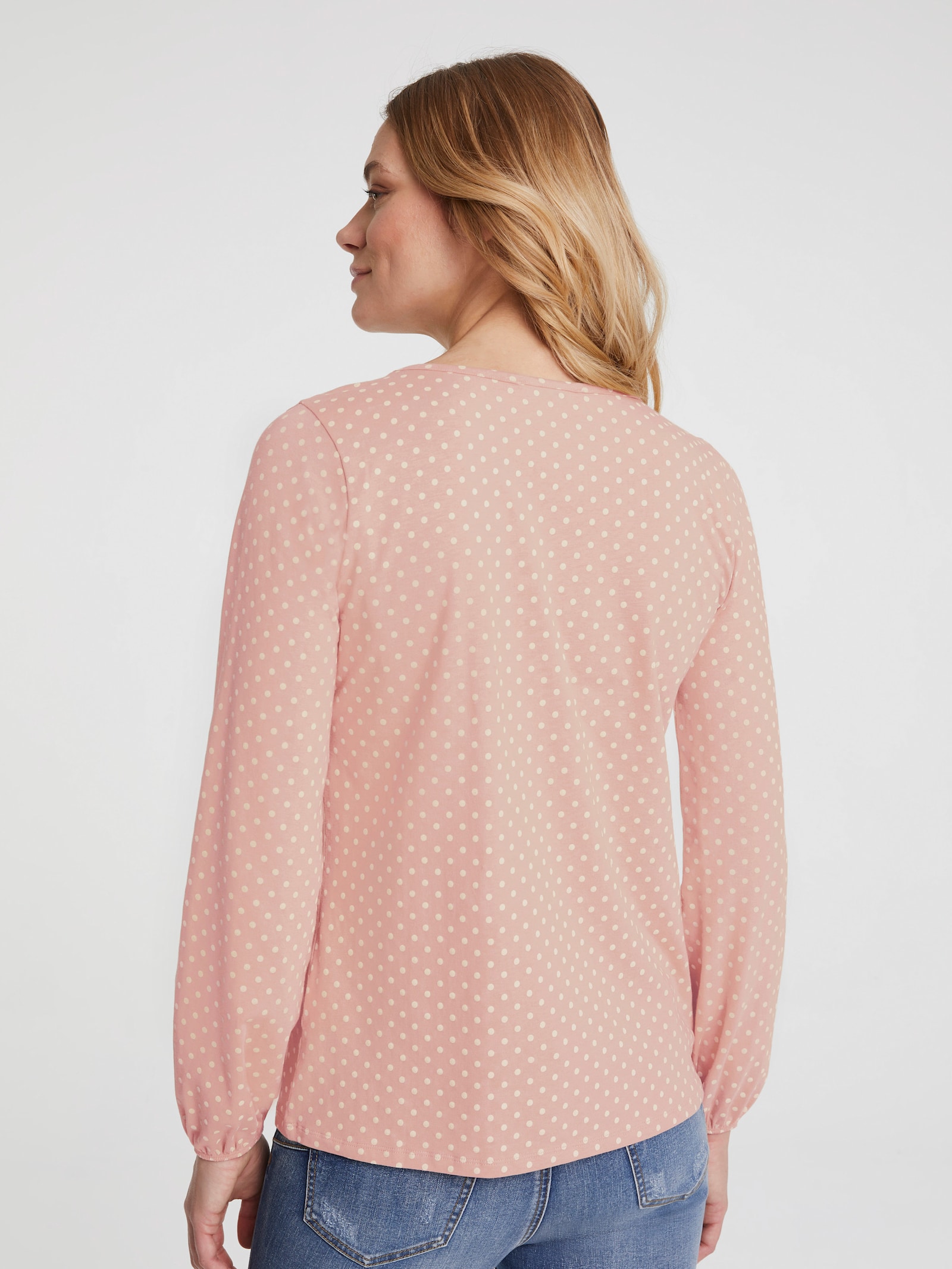 heine Langarmshirt mit Gummizug am Ärmel - puder